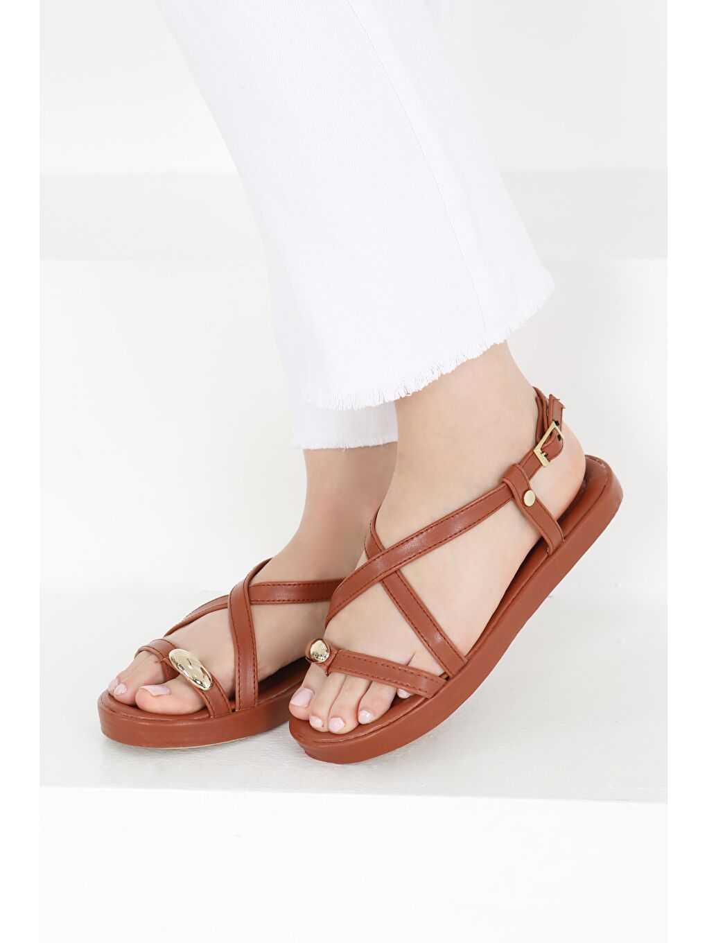 Kahverengi Kadın Taba Parmak Arası Sandalet - 27403-2