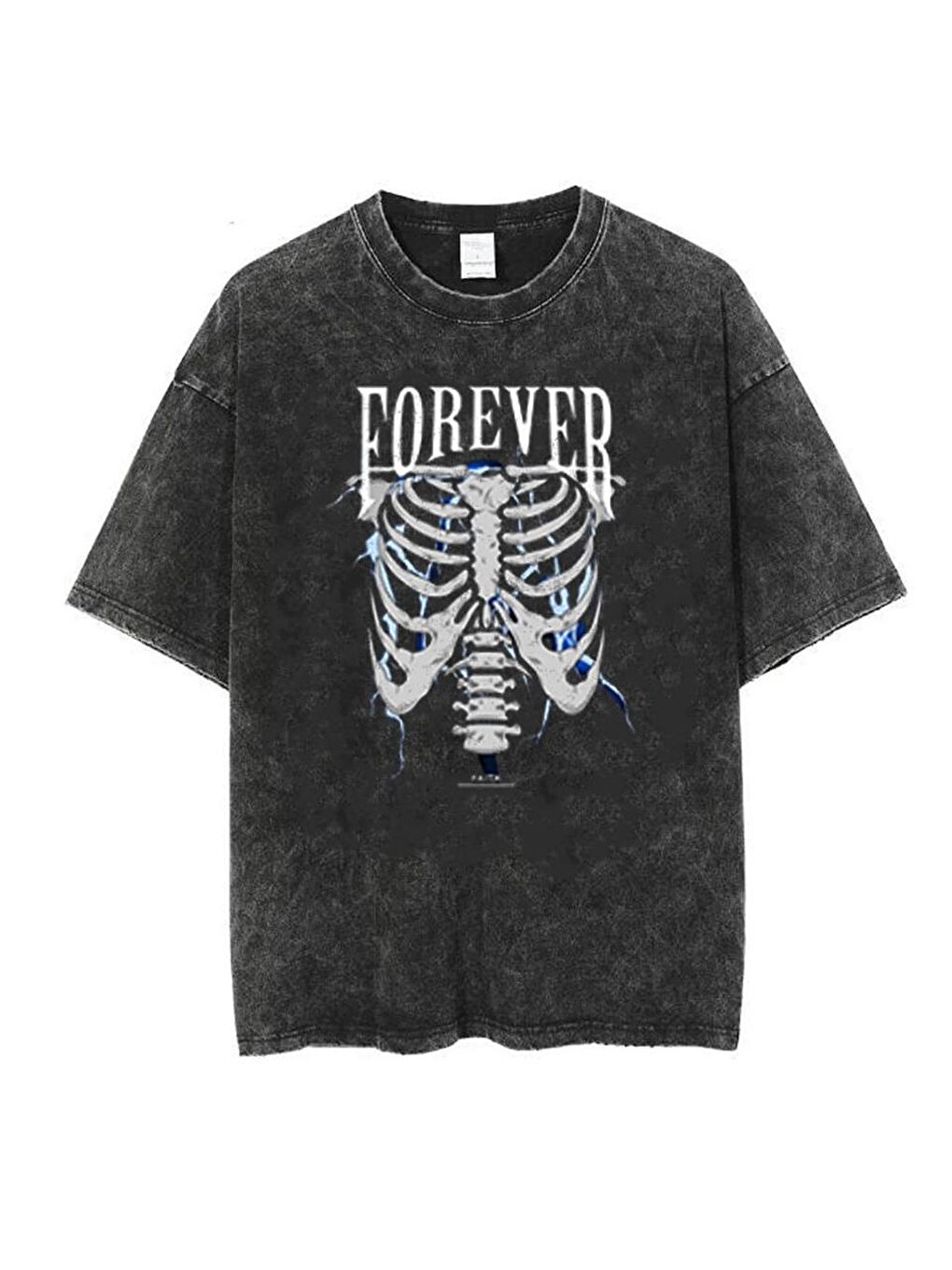 Touz Moda Antrasit Yıkamalı Forever Rib Unisex Eskitme T-shirt - 1