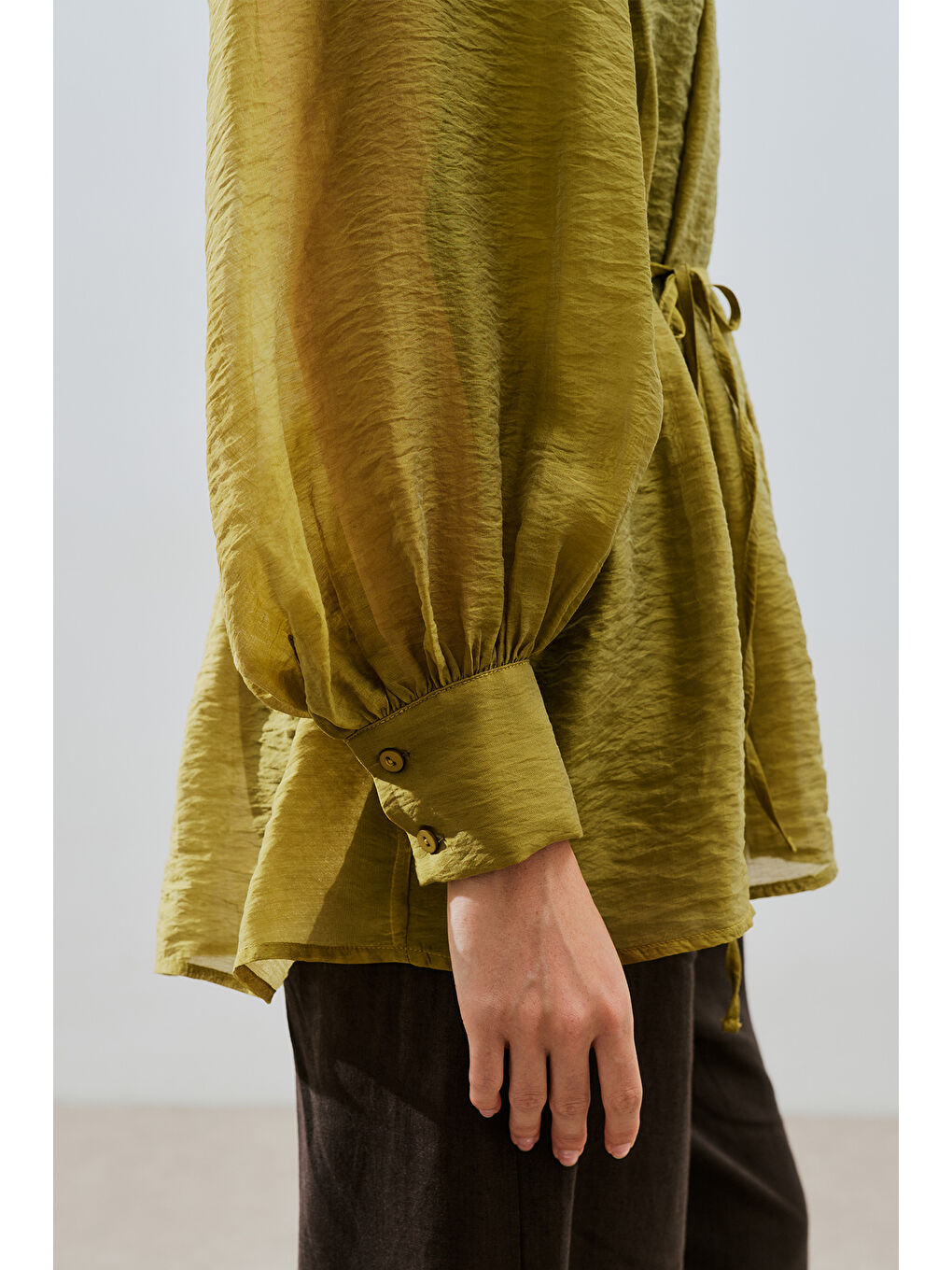 Geniş Manşetli Kuşaklı Tunik Sarı-4