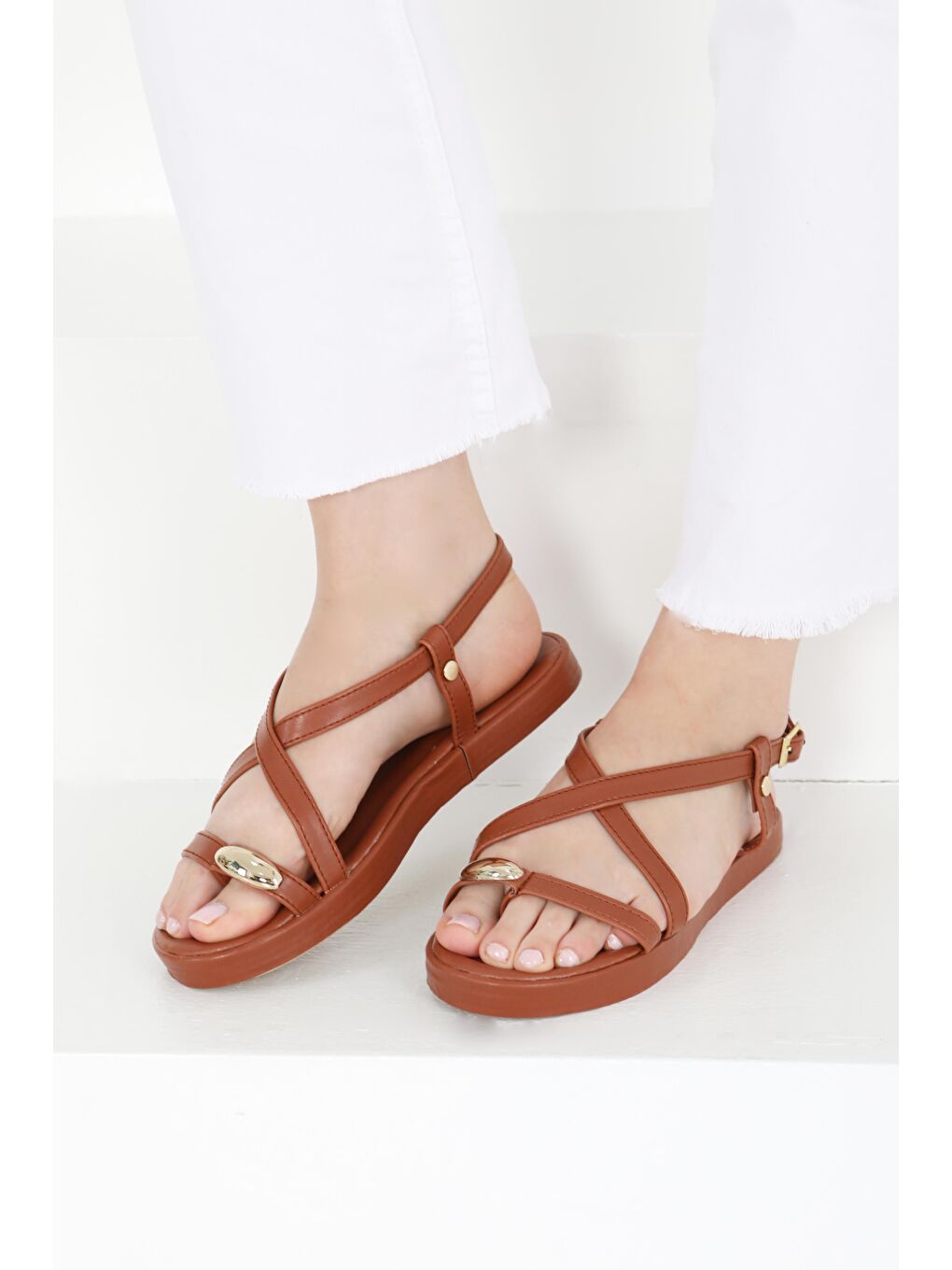 Kahverengi Kadın Taba Parmak Arası Sandalet - 27403-3