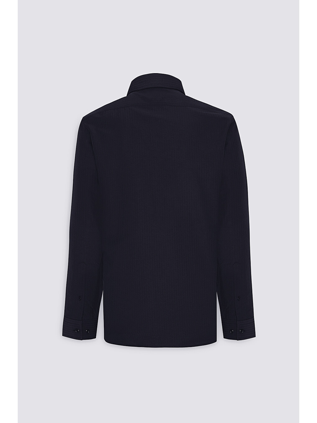 Erkek Siyah Pamuklu Slim Fit Dar Kesim Çizgili Klasik Yaka Gömlek-1