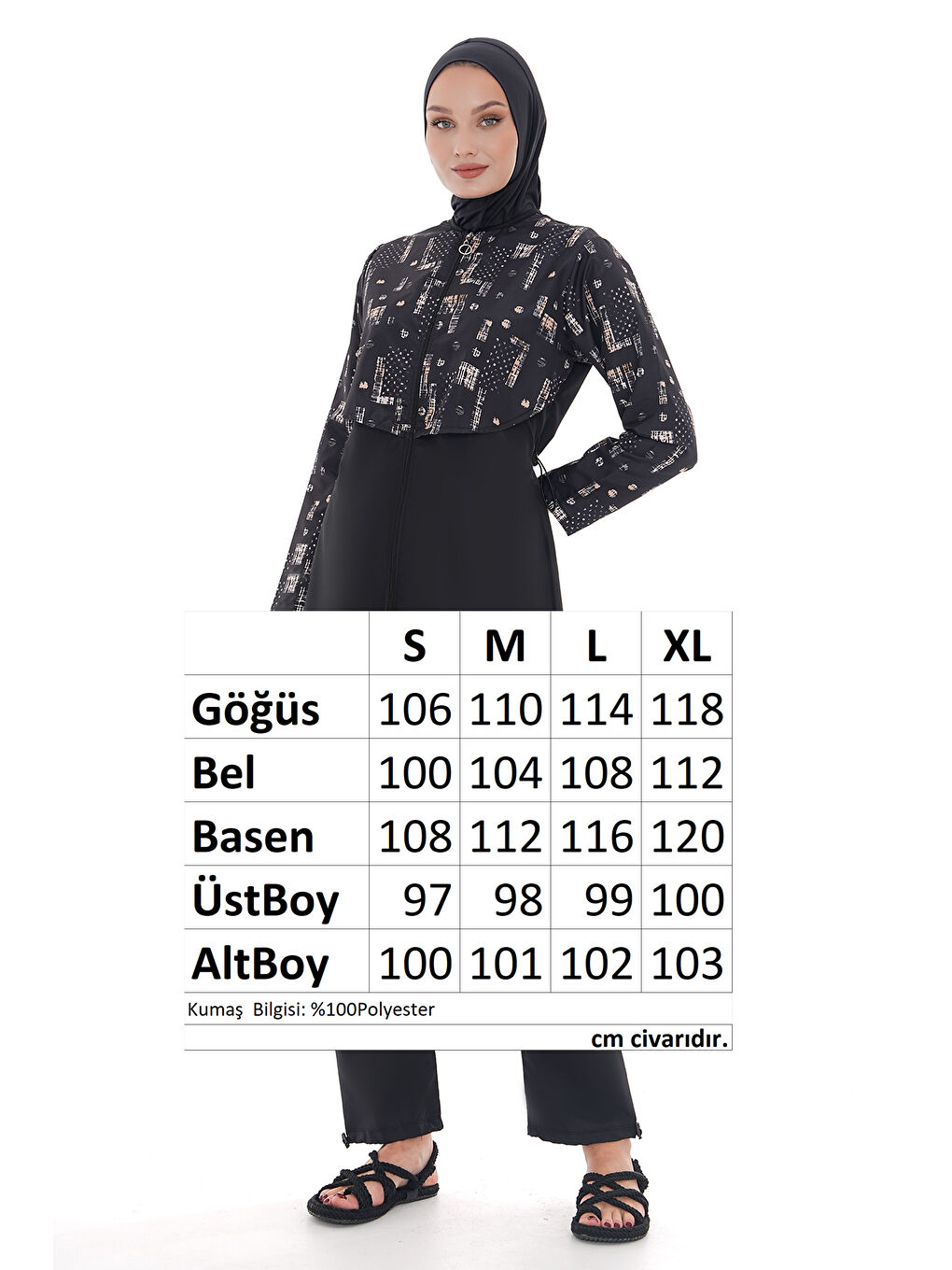 Siyah Paraşüt Tam Kapalı Tesettür Mayo Aller 2403 Nokta-1