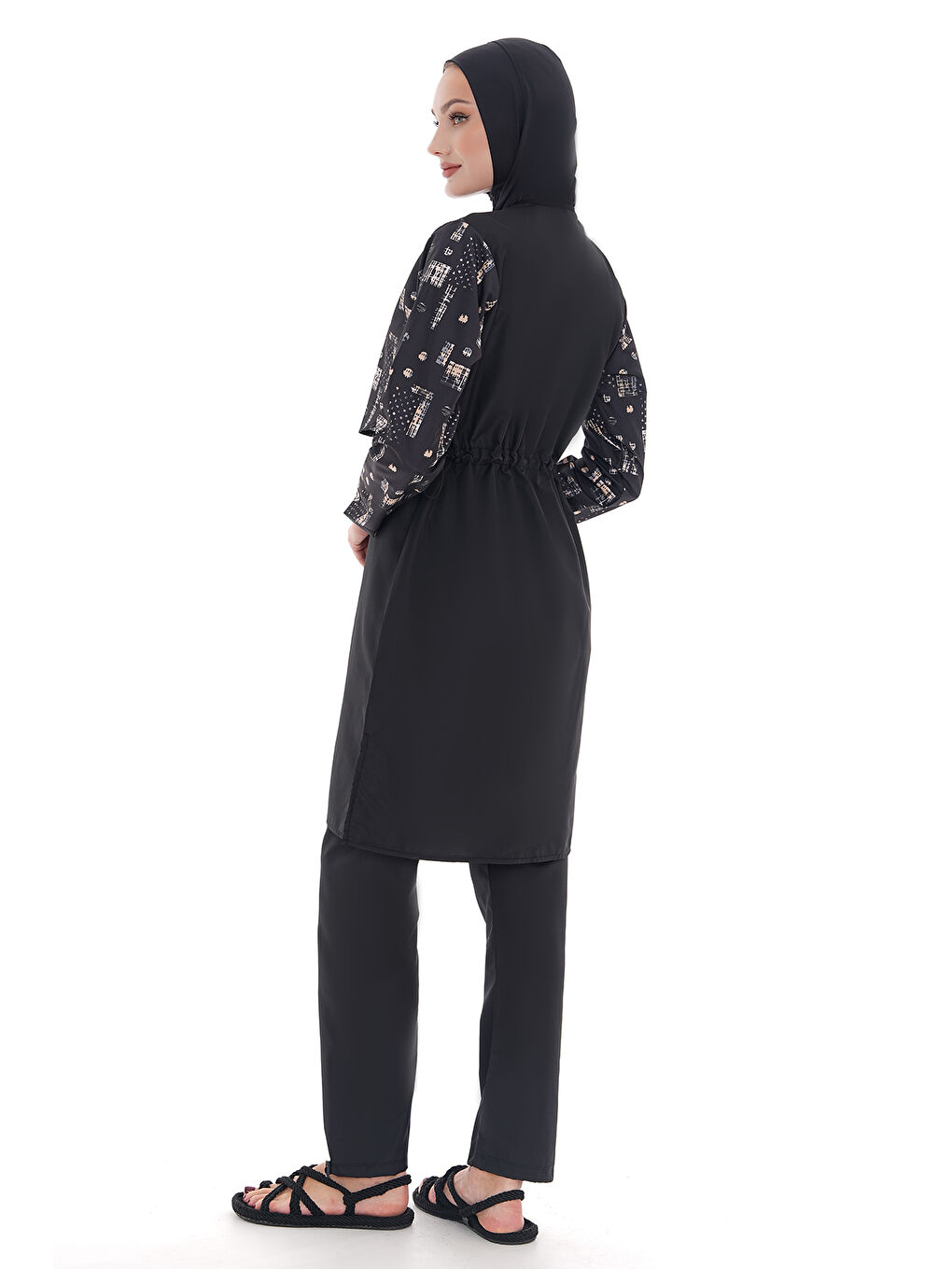 Siyah Paraşüt Tam Kapalı Tesettür Mayo Aller 2403 Nokta-2