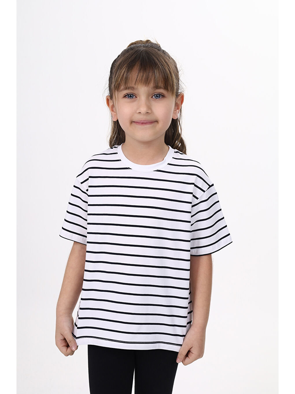 Lacivert Unisex Çocuk Çizgili Tişört