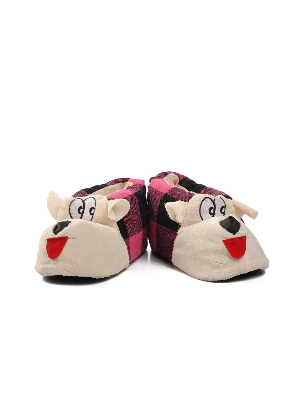 Köpekli Fuşya-Siyah-Bej Kadın Panduf