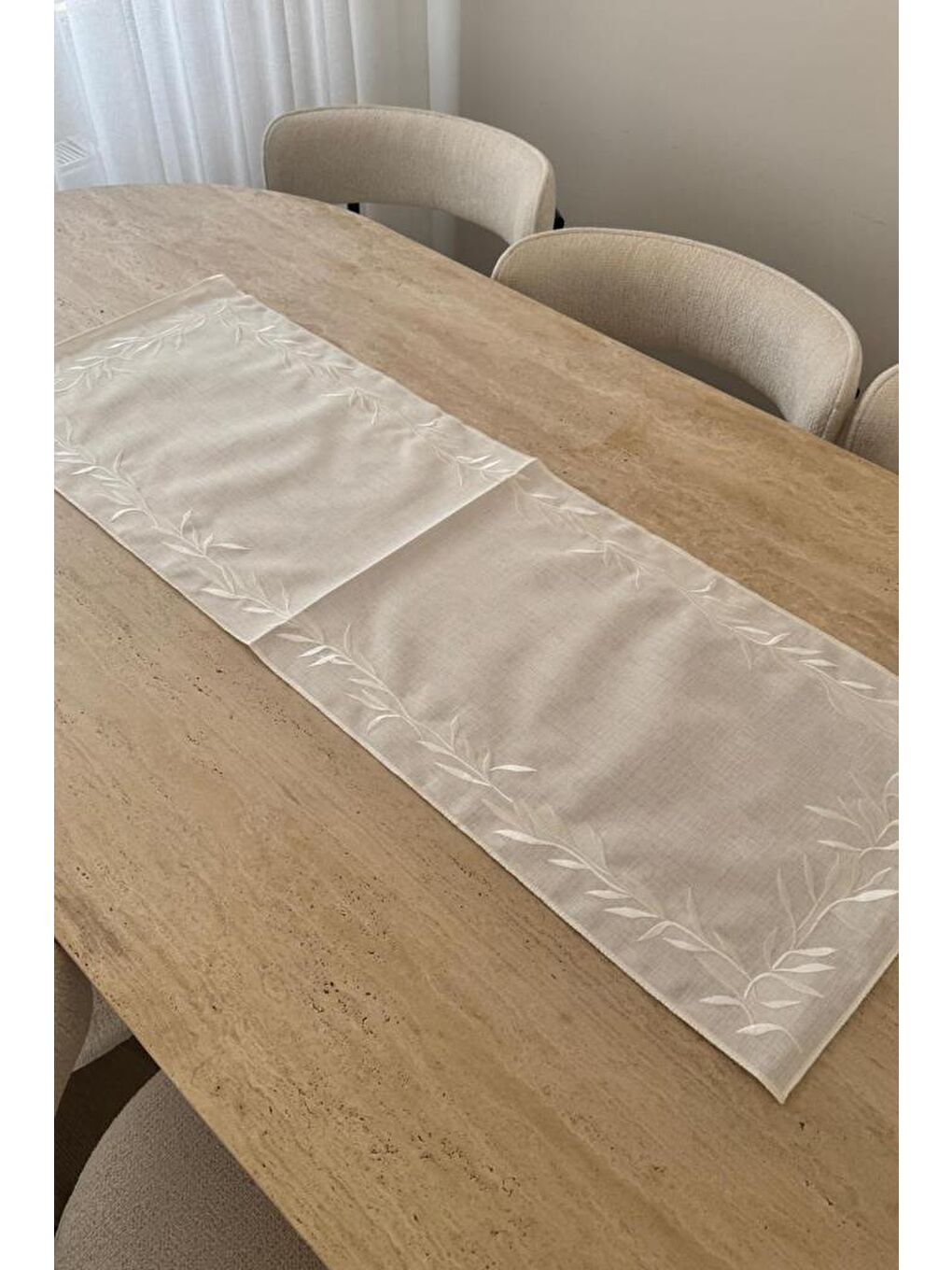 Ekru Nazlım Keten Nakışlı Amerikan Servis Takımı 19 Parça Krem-3