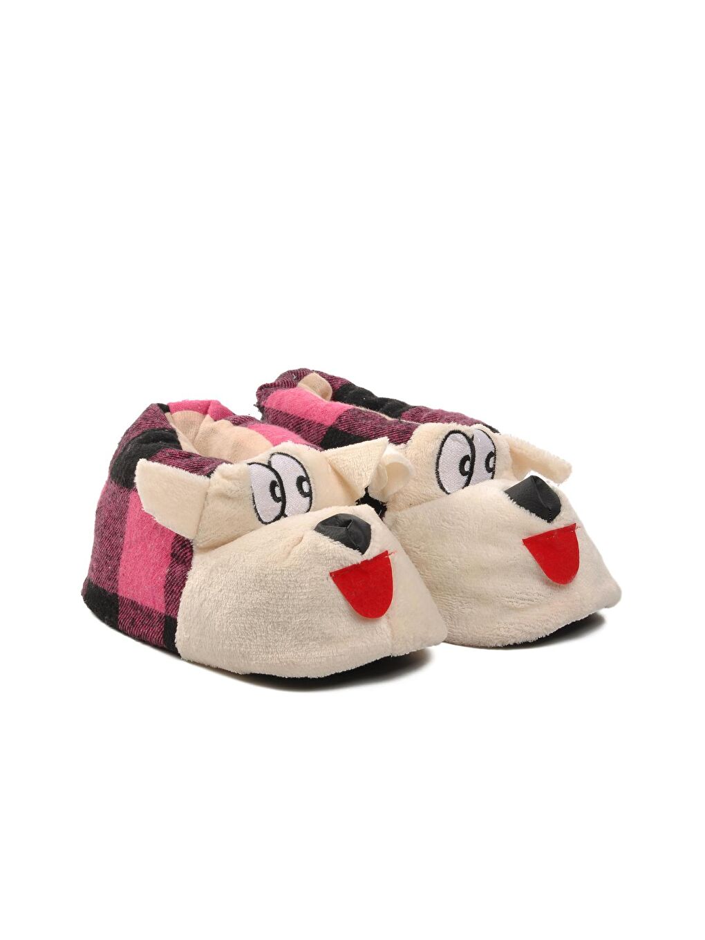 Köpekli Fuşya-Siyah-Bej Kadın Panduf-2