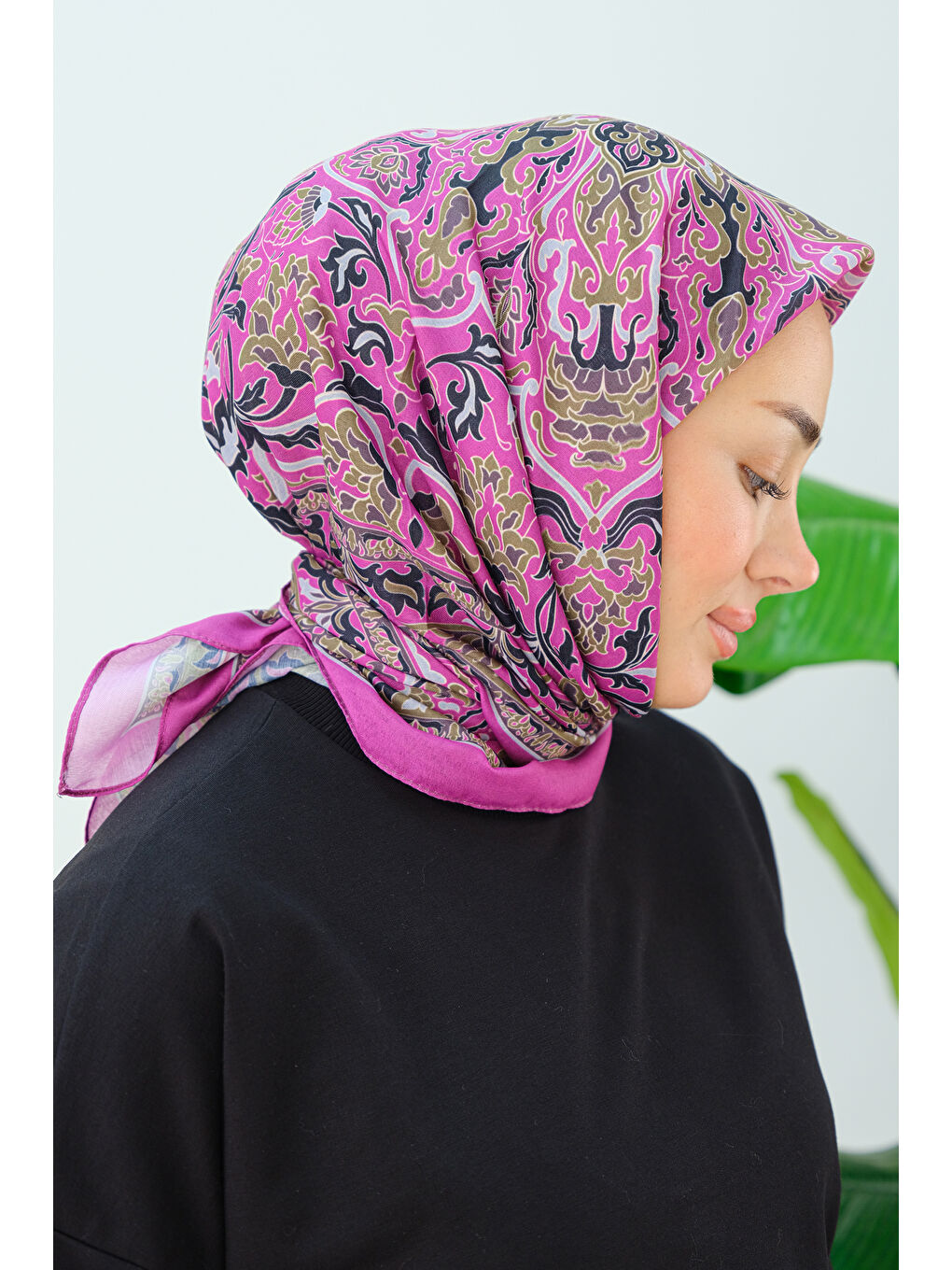 Desenli Soft Eşarp Pembe-1