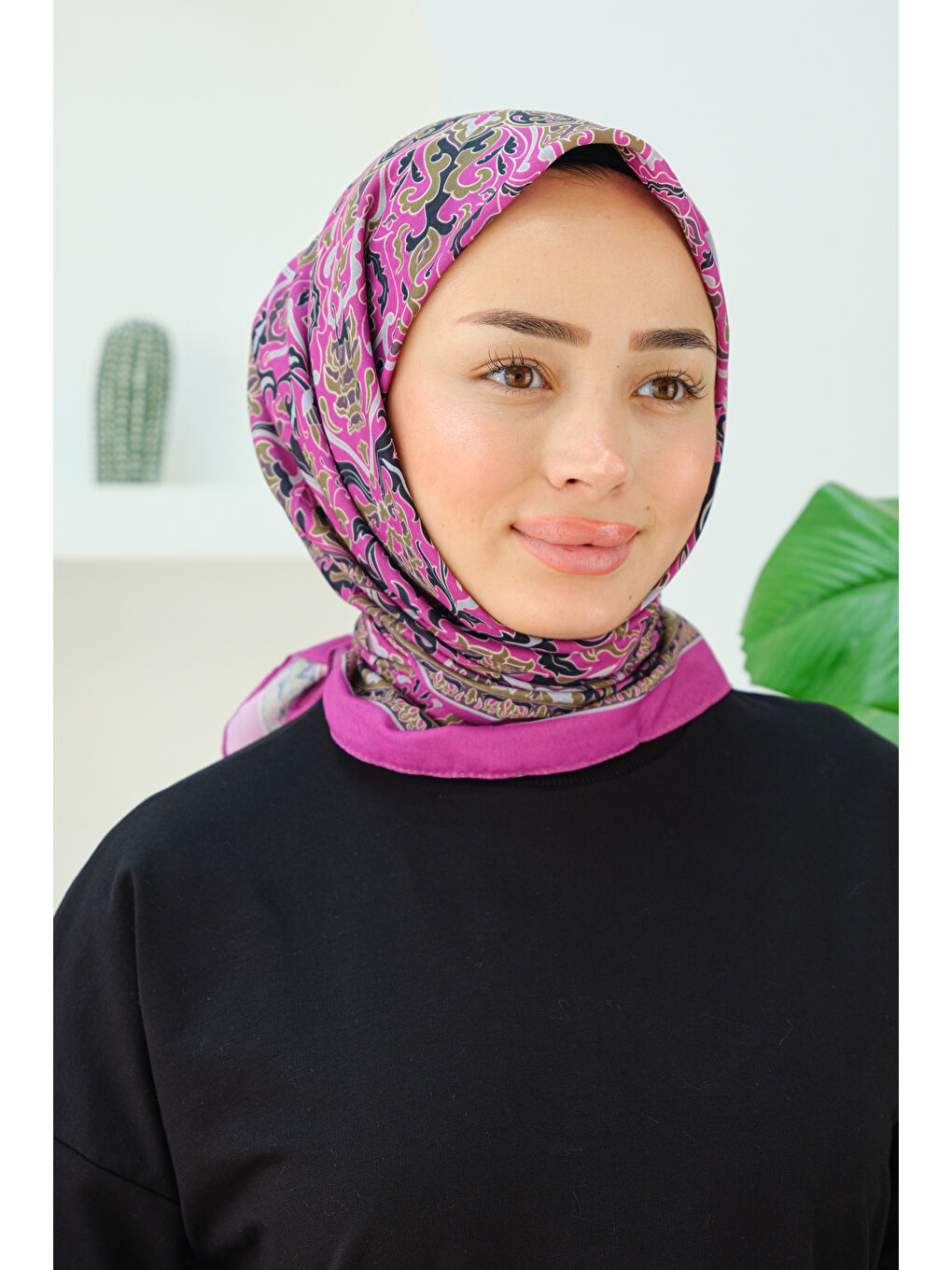 Desenli Soft Eşarp Pembe-2