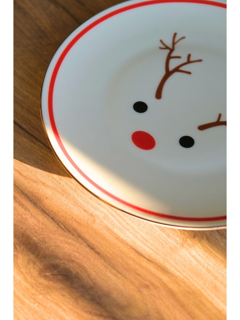 Karışık Porselen Ren Geyiği Pasta Tabağı Altın Yaldızlı 20,50cm-2