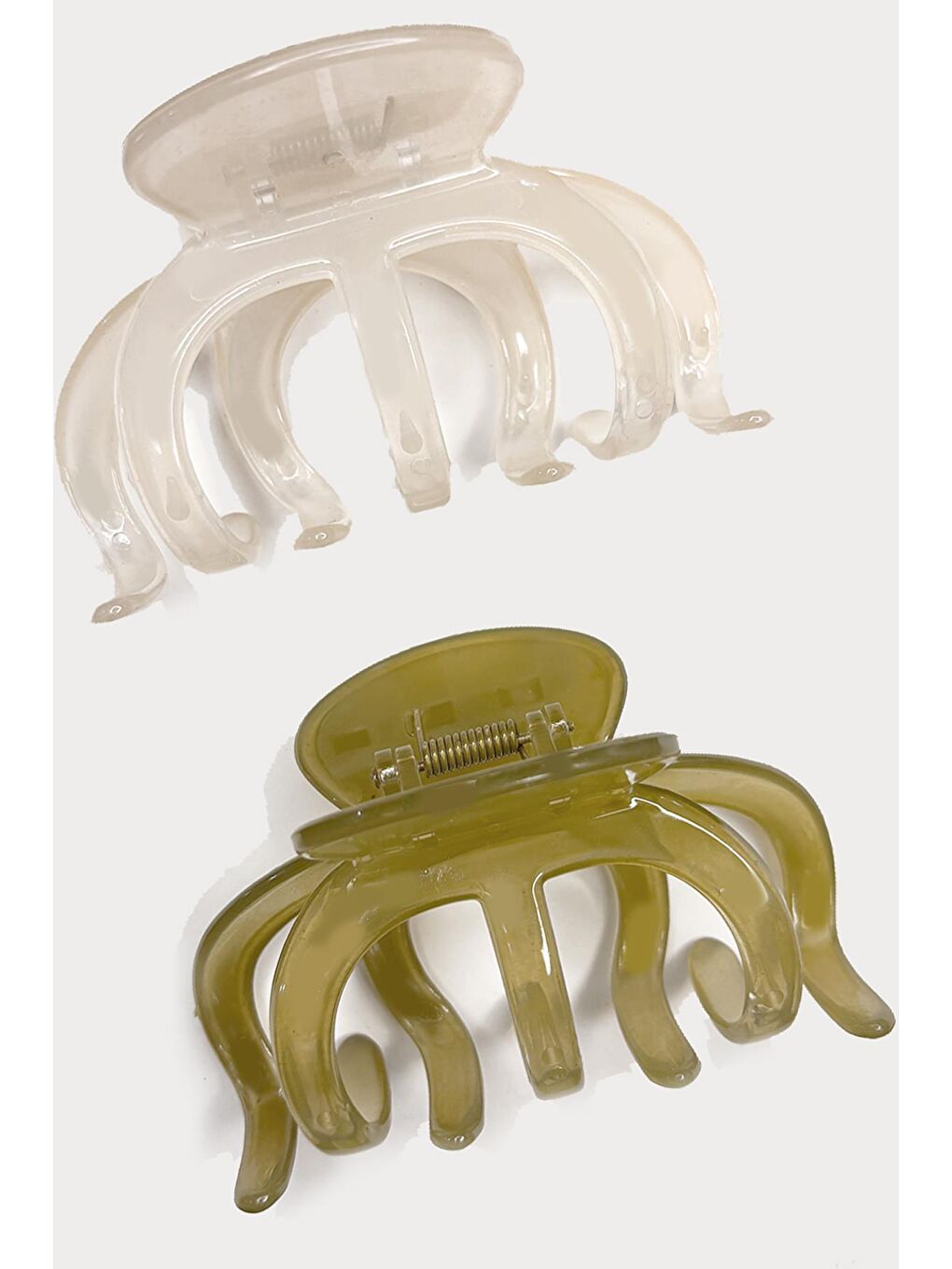 Beyaz Ahtapot Model Lüks Plastik Büyük Saç Mandal Toka 2'li Paket-1