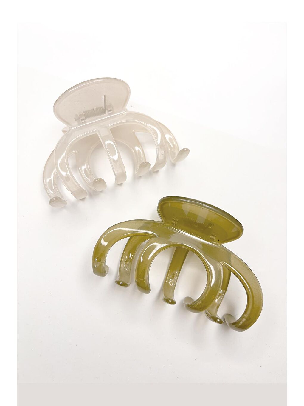 Beyaz Ahtapot Model Lüks Plastik Büyük Saç Mandal Toka 2'li Paket-2