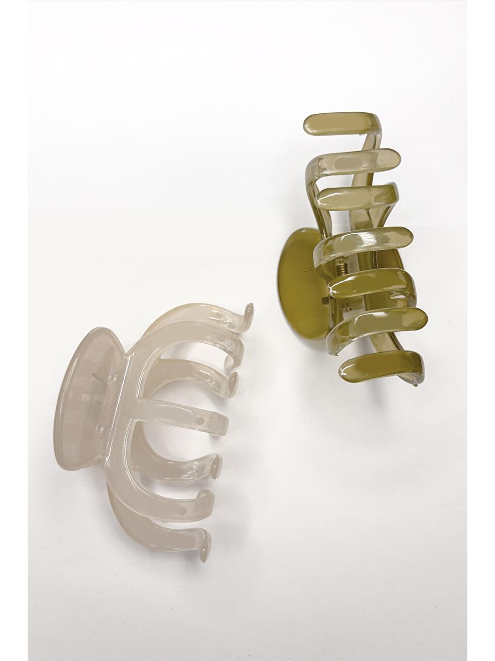 Beyaz Ahtapot Model Lüks Plastik Büyük Saç Mandal Toka 2'li Paket-3