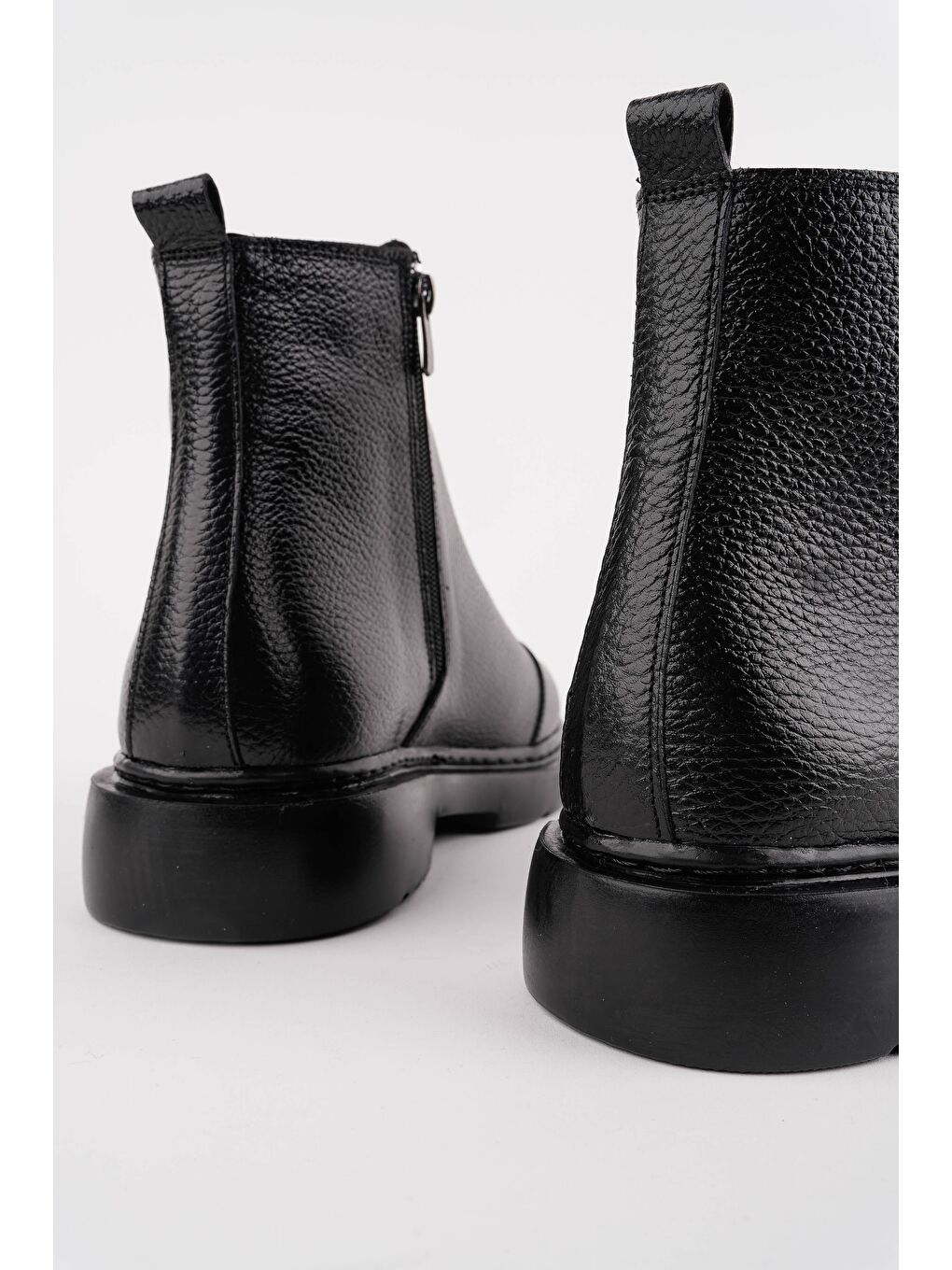 Siyah DRAKO Hakiki Deri Çift Fermuarlı Erkek Kışlık Chelsea Bot-4