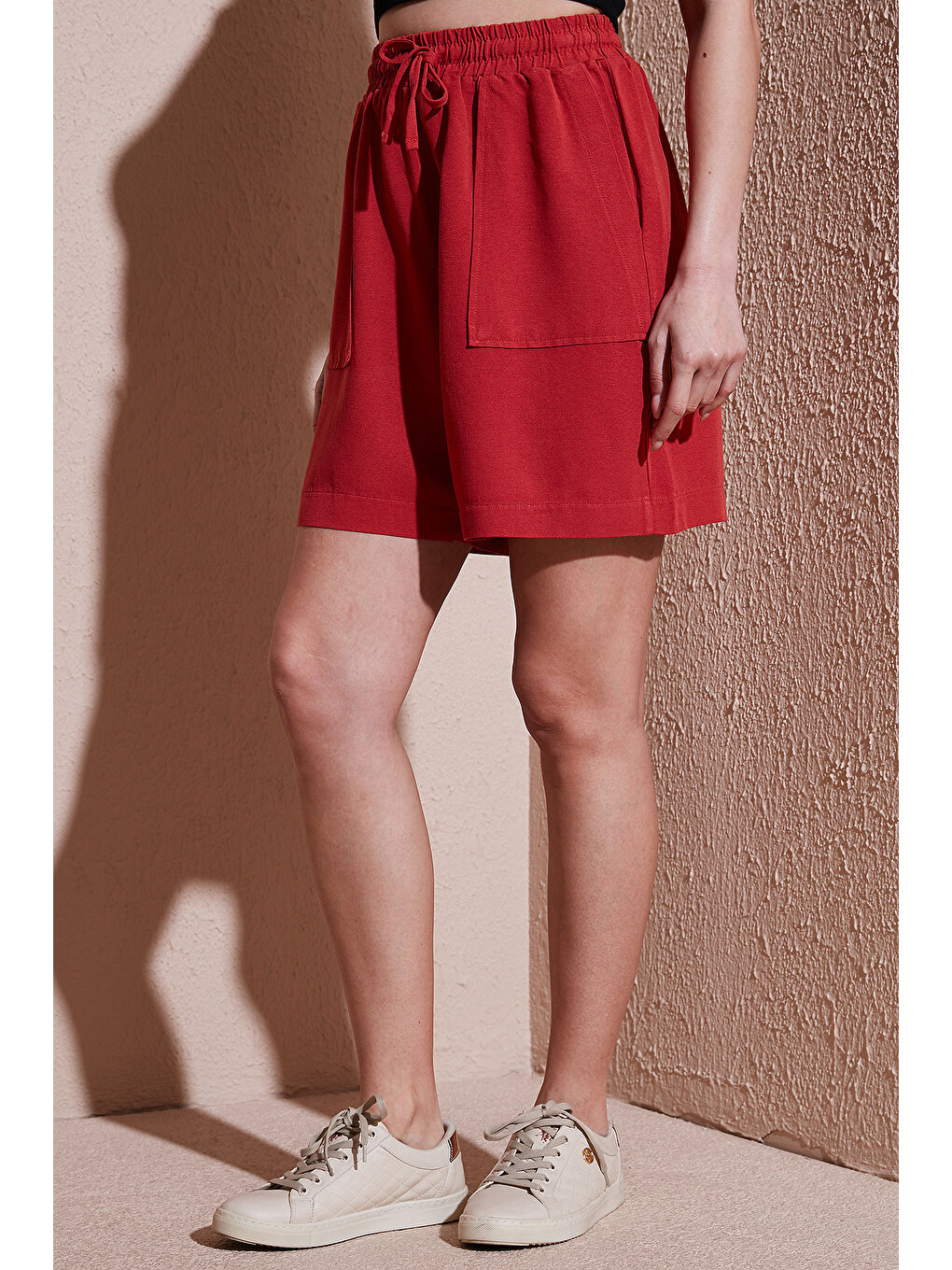 Kahverengi Keten Karışımlı Comfort Fit Lastikli Kısa Short 25Y0606K1-5