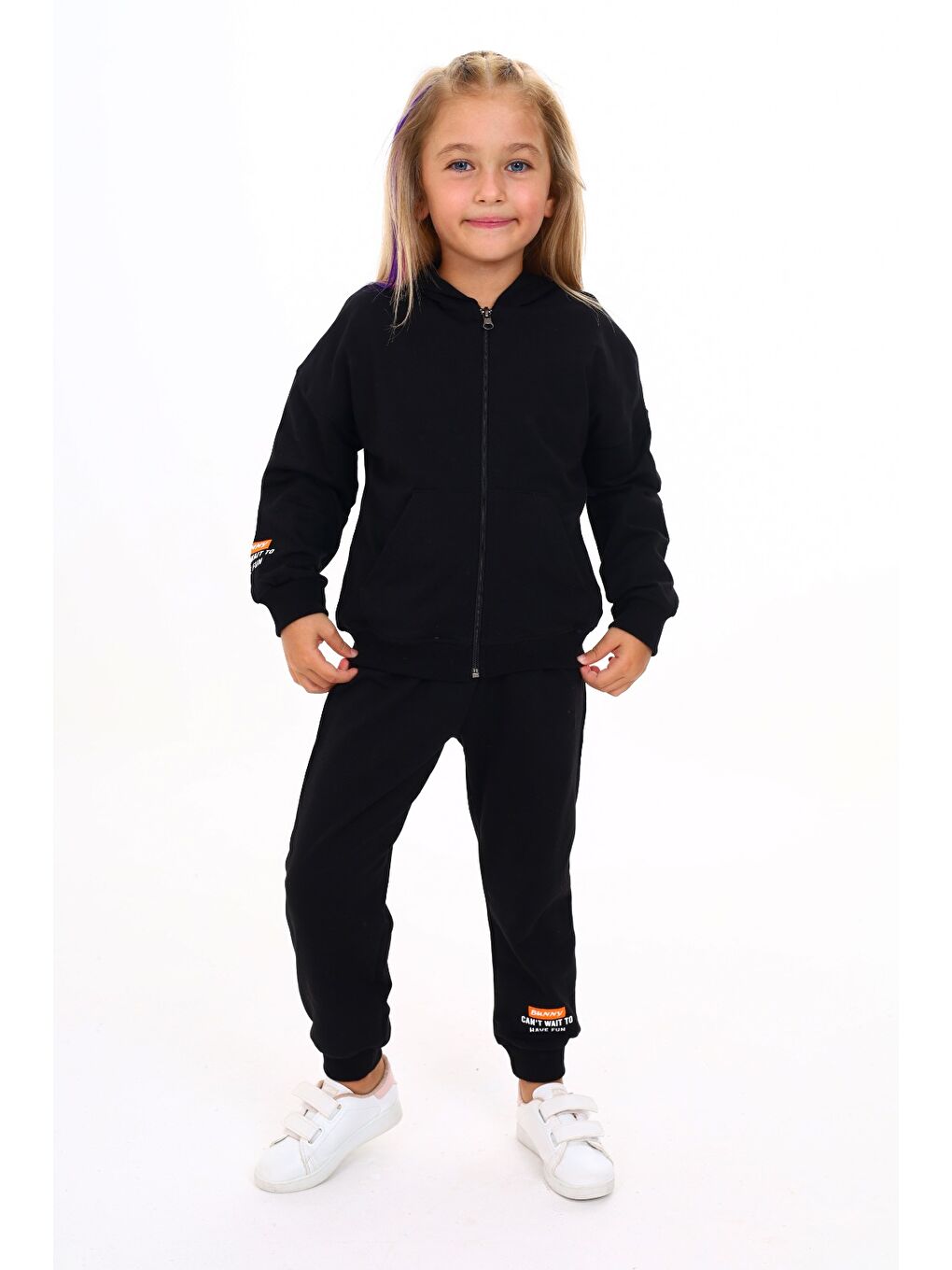 Siyah Kız Çocuk Baskılı Eşofman Takım