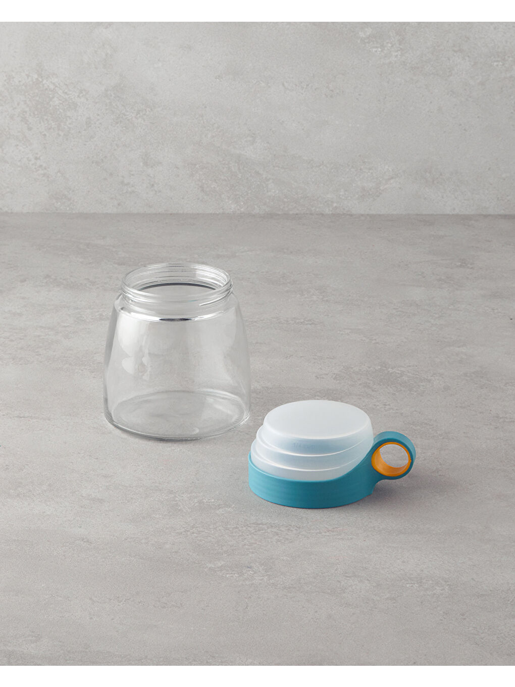 Novia Cam Ölçü Kaplı Kavanoz 1000 ml Mavi-Beyaz-1