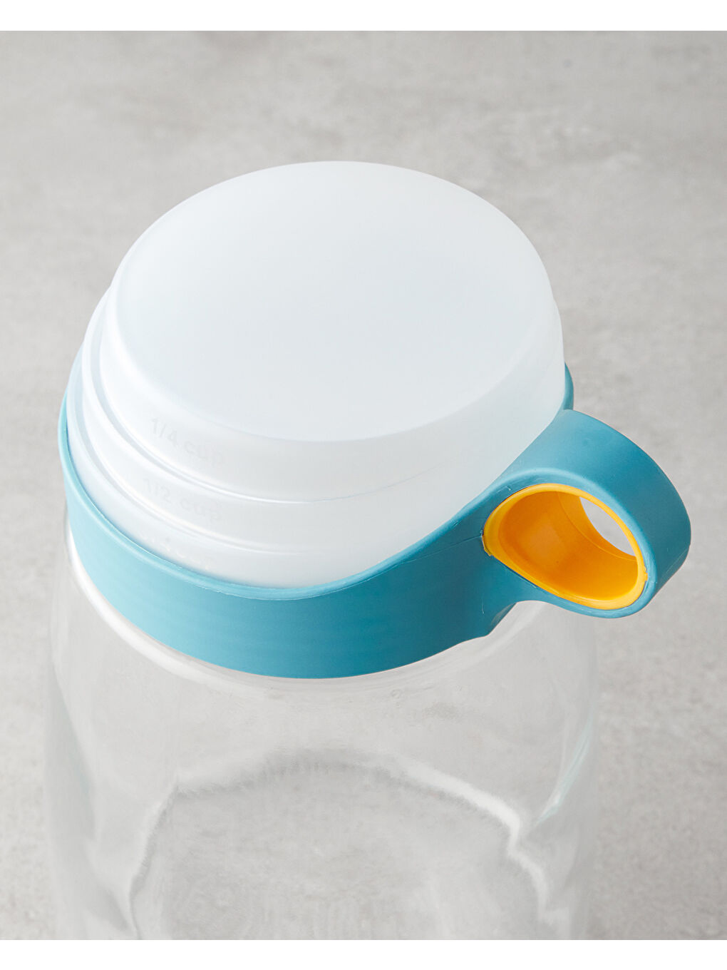 Novia Cam Ölçü Kaplı Kavanoz 1000 ml Mavi-Beyaz-2