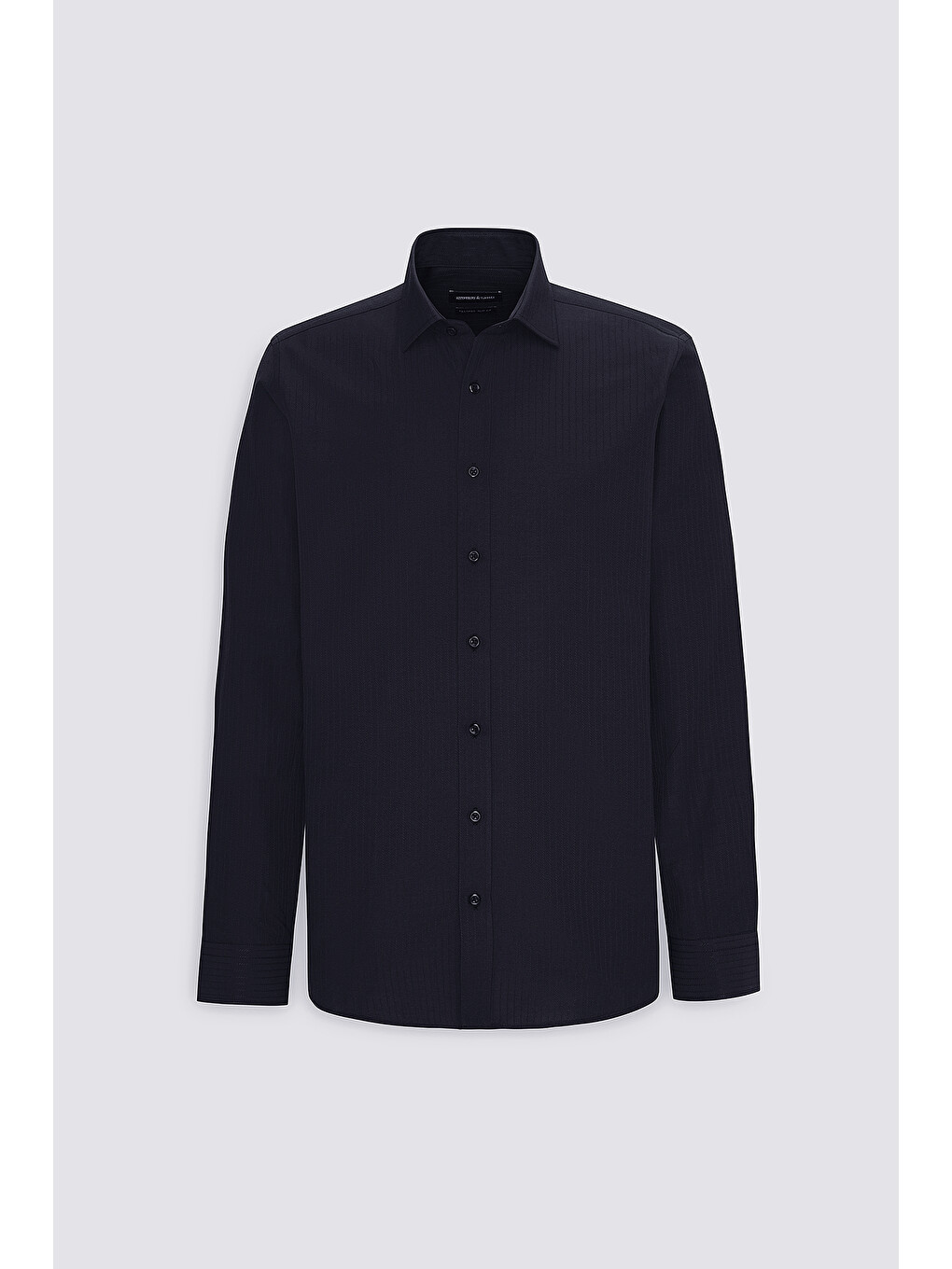 Erkek Siyah Pamuklu Slim Fit Dar Kesim Çizgili Klasik Yaka Gömlek-7