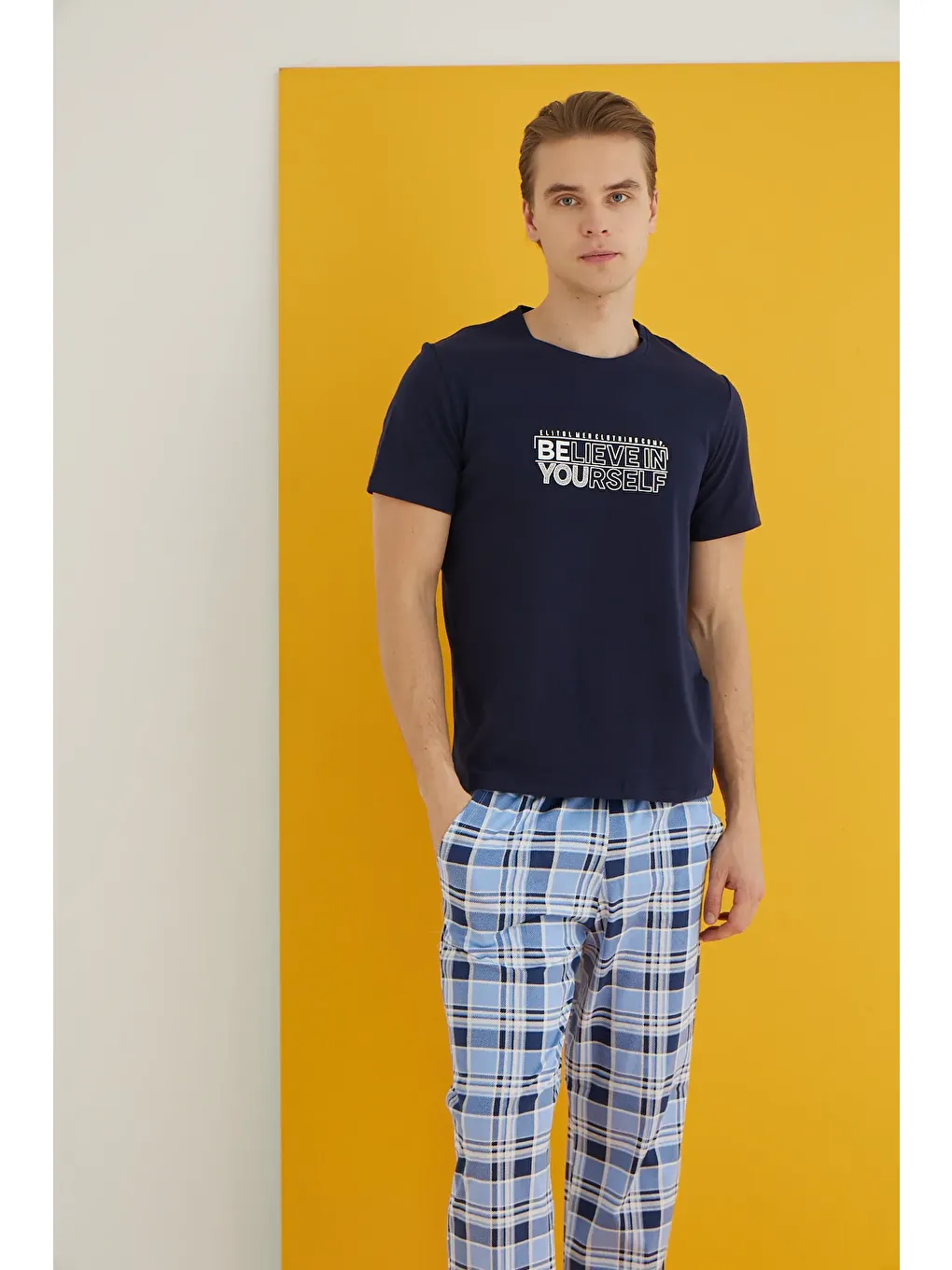 Lacivert Penye Erkek Pijama Takım 7501-8