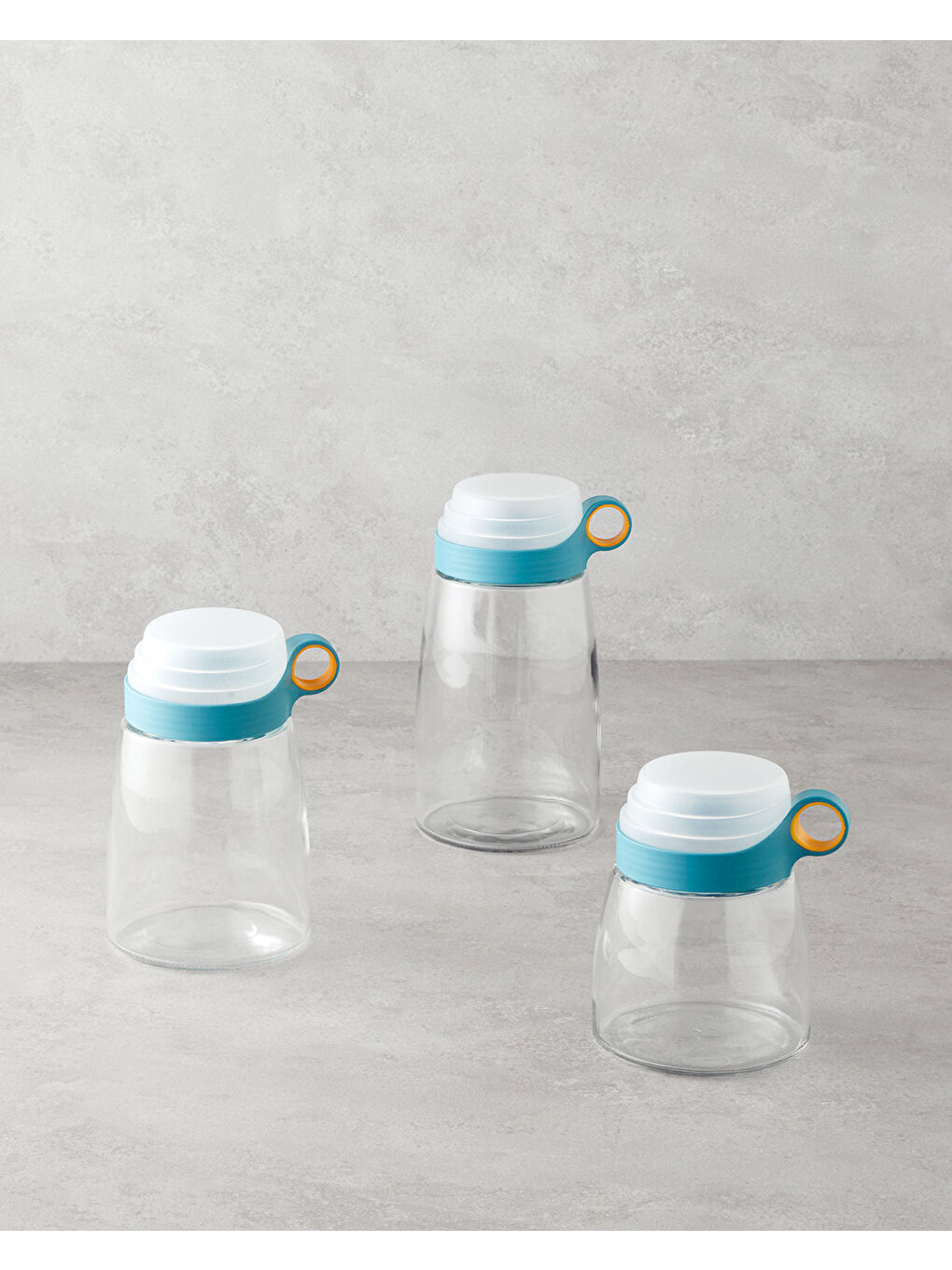 Novia Cam Ölçü Kaplı Kavanoz 1000 ml Mavi-Beyaz-3