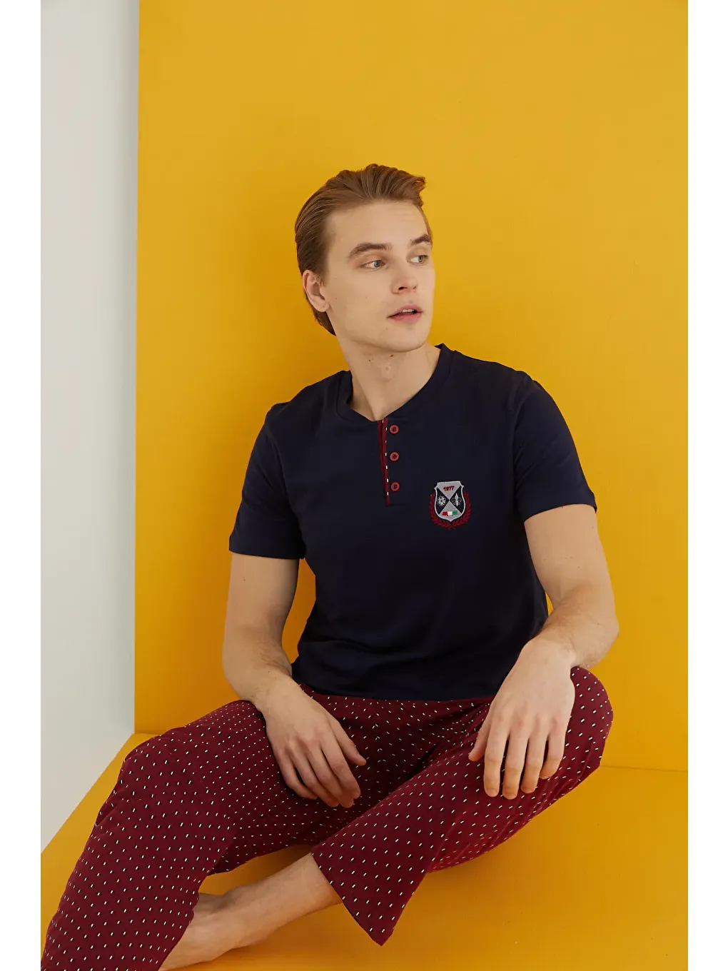 Lacivert Penye Erkek Pijama Takım 7501-19