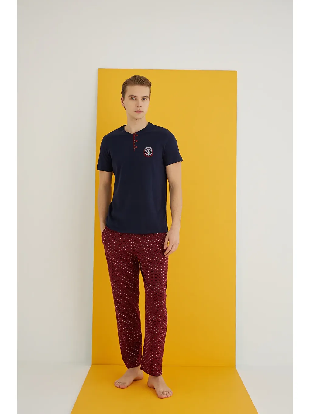 Lacivert Penye Erkek Pijama Takım 7501-19-1