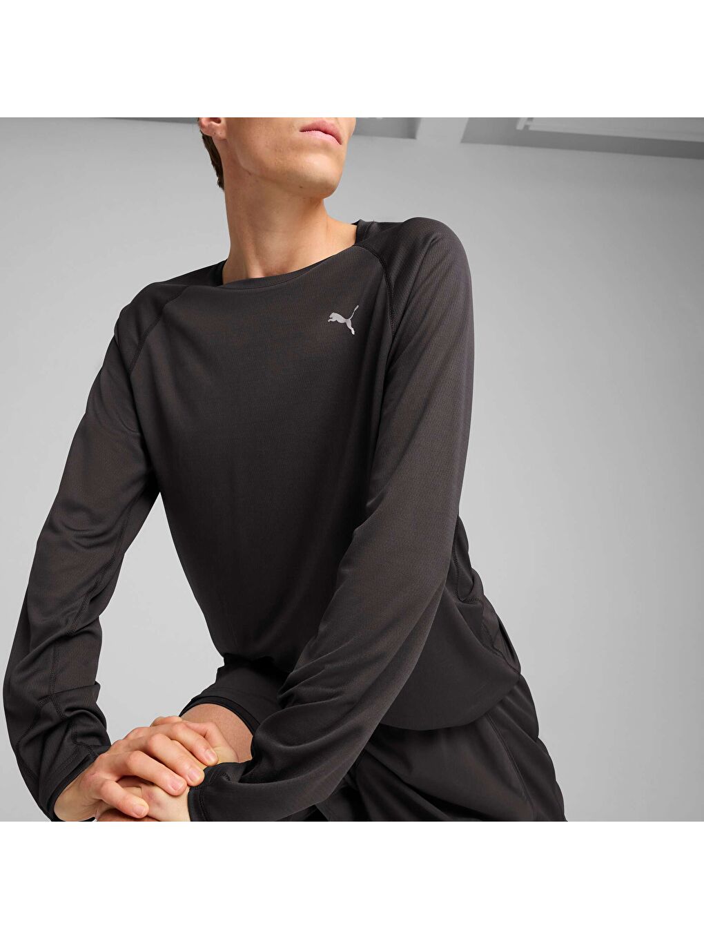 Siyah VELOCITY Erkek Uzun Kollu Koşu Üstü-1