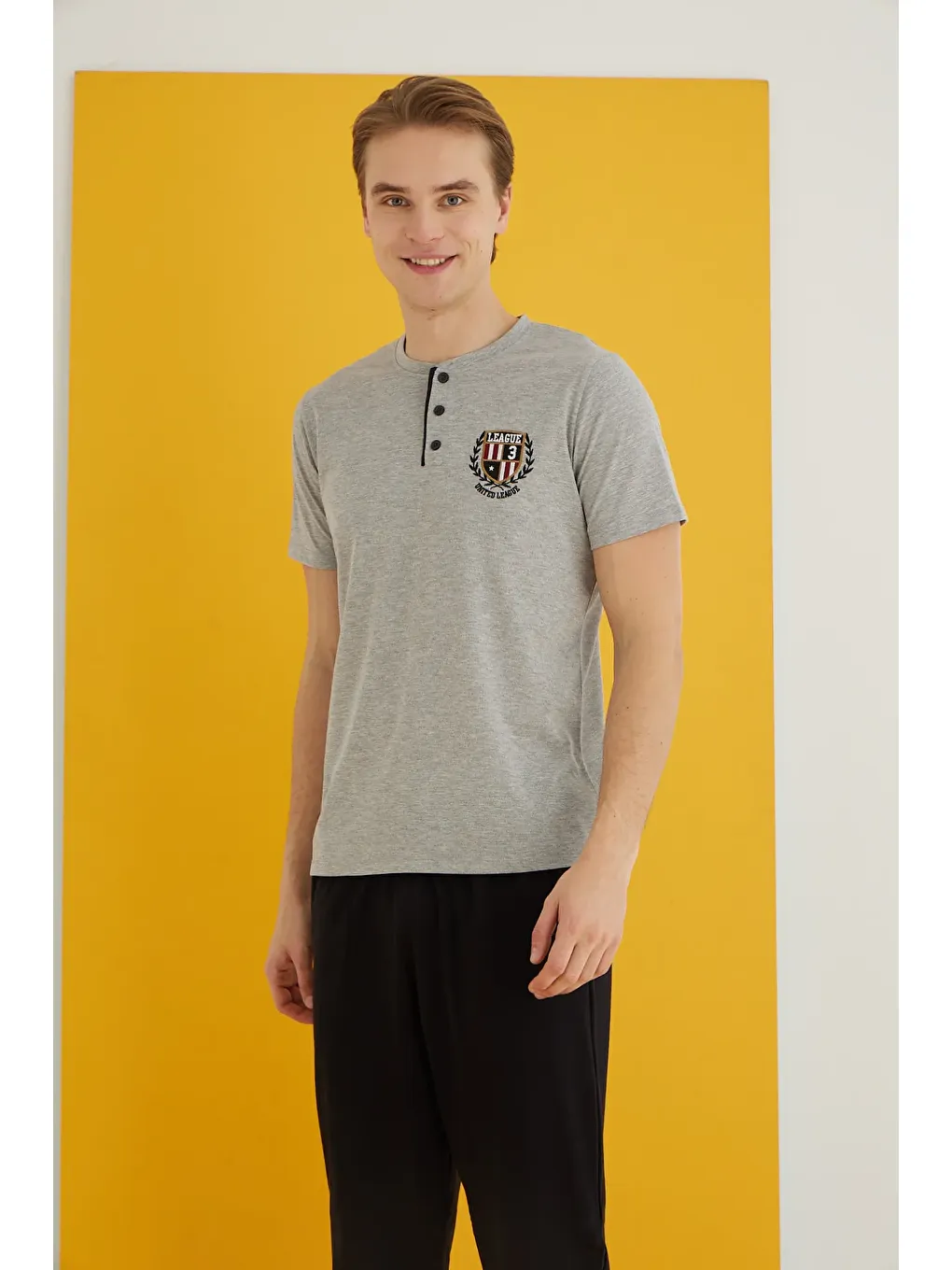 Gri Penye Erkek Pijama Takım 7501-15