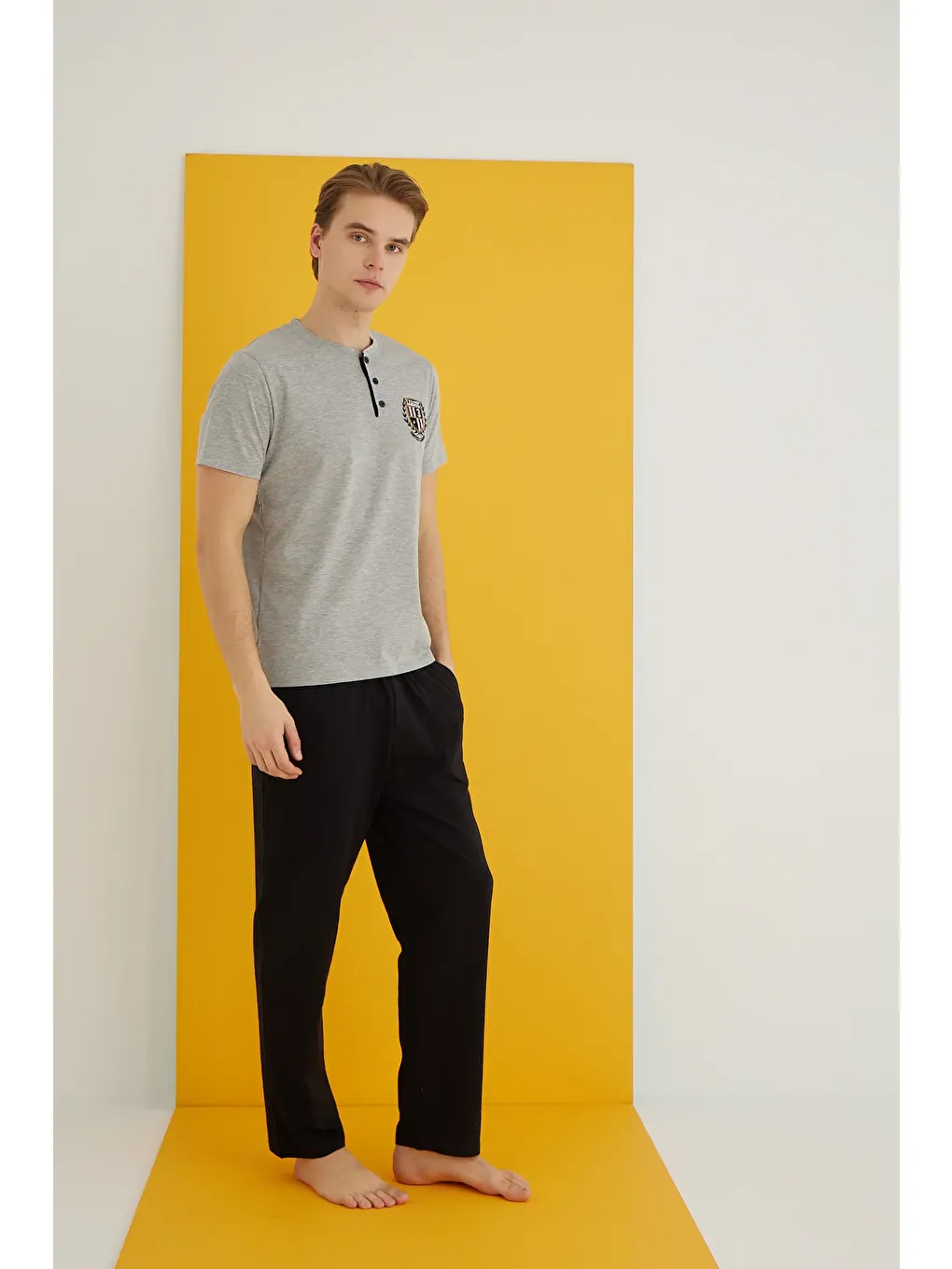 Gri Penye Erkek Pijama Takım 7501-15-1