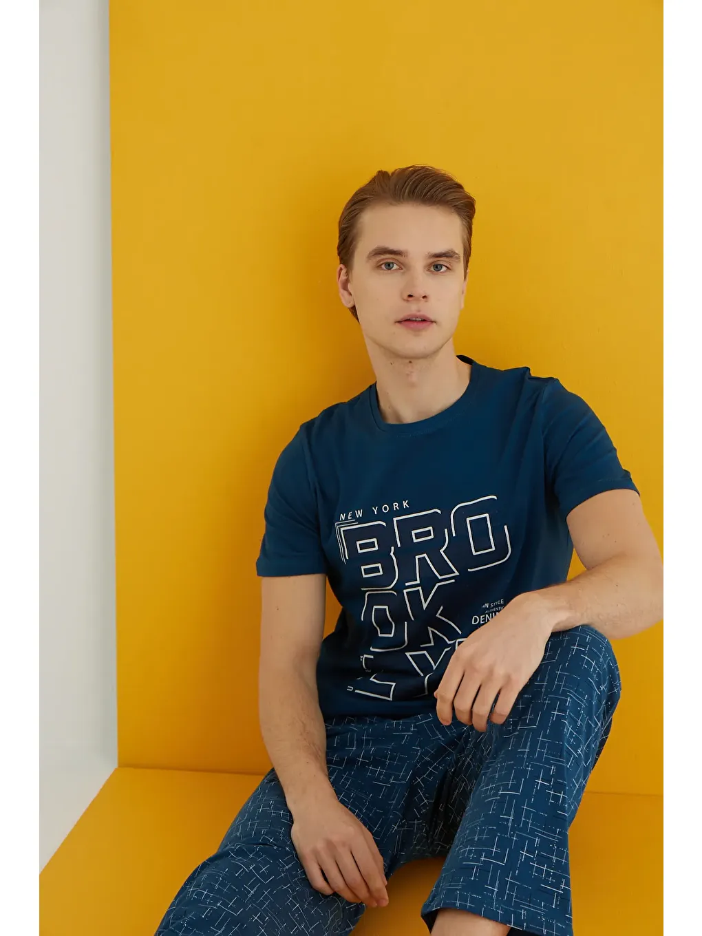 Petrol Penye Erkek Pijama Takım 7501-10