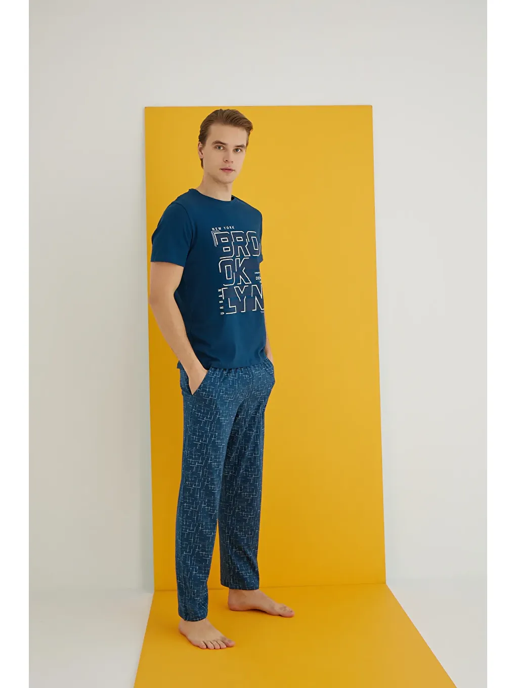 Petrol Penye Erkek Pijama Takım 7501-10-1