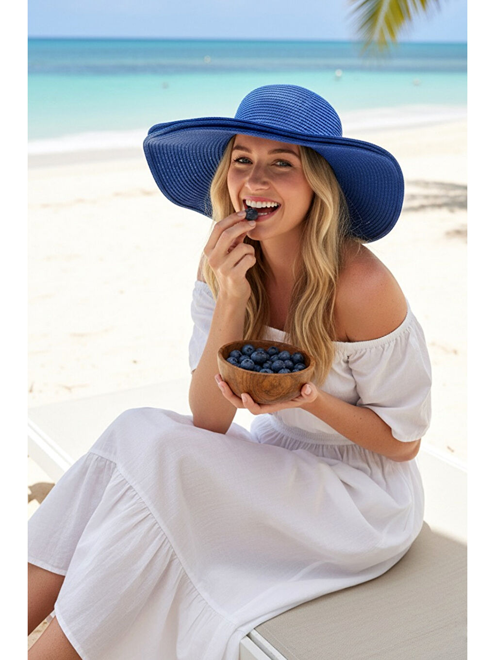 Geniş Hasır Şapka Lacivert 14232