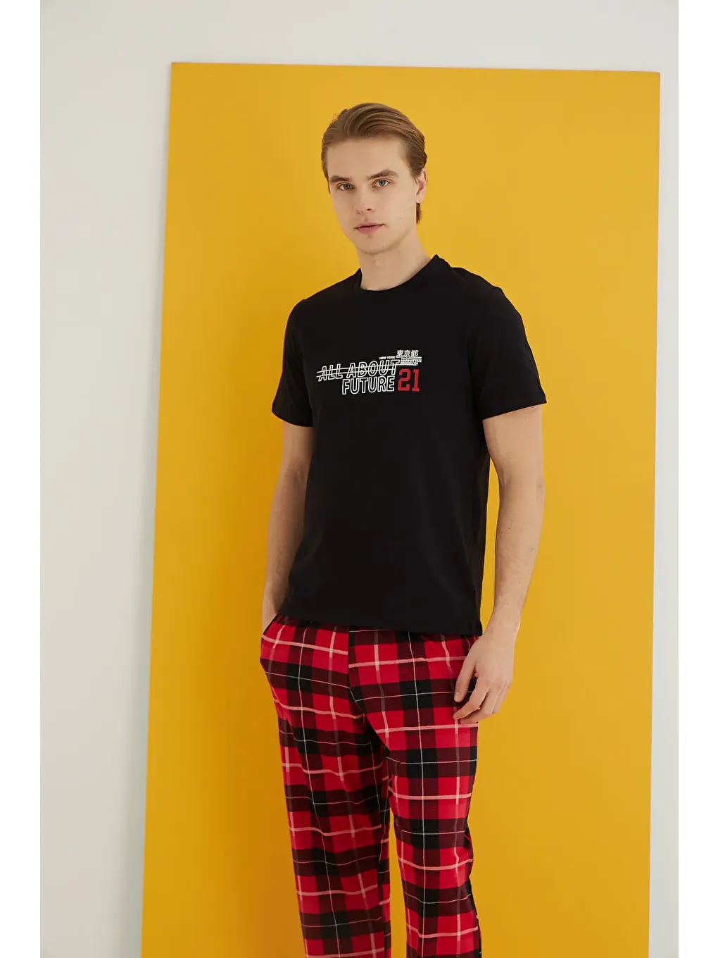 Siyah Penye Erkek Pijama Takım 7501-4