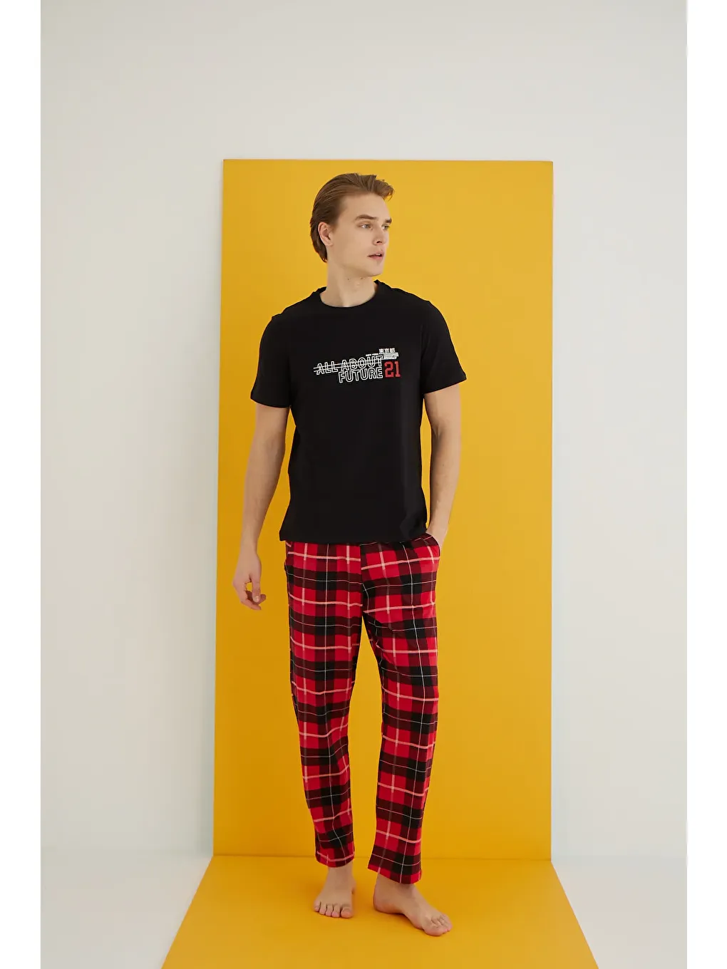 Siyah Penye Erkek Pijama Takım 7501-4-1