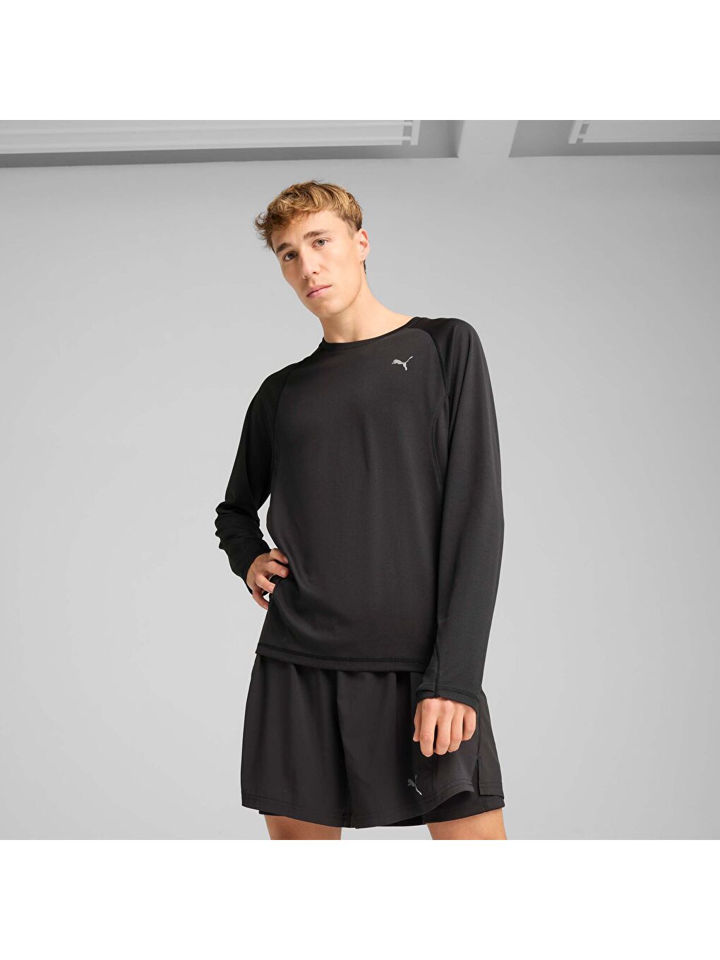 Siyah VELOCITY Erkek Uzun Kollu Koşu Üstü-6