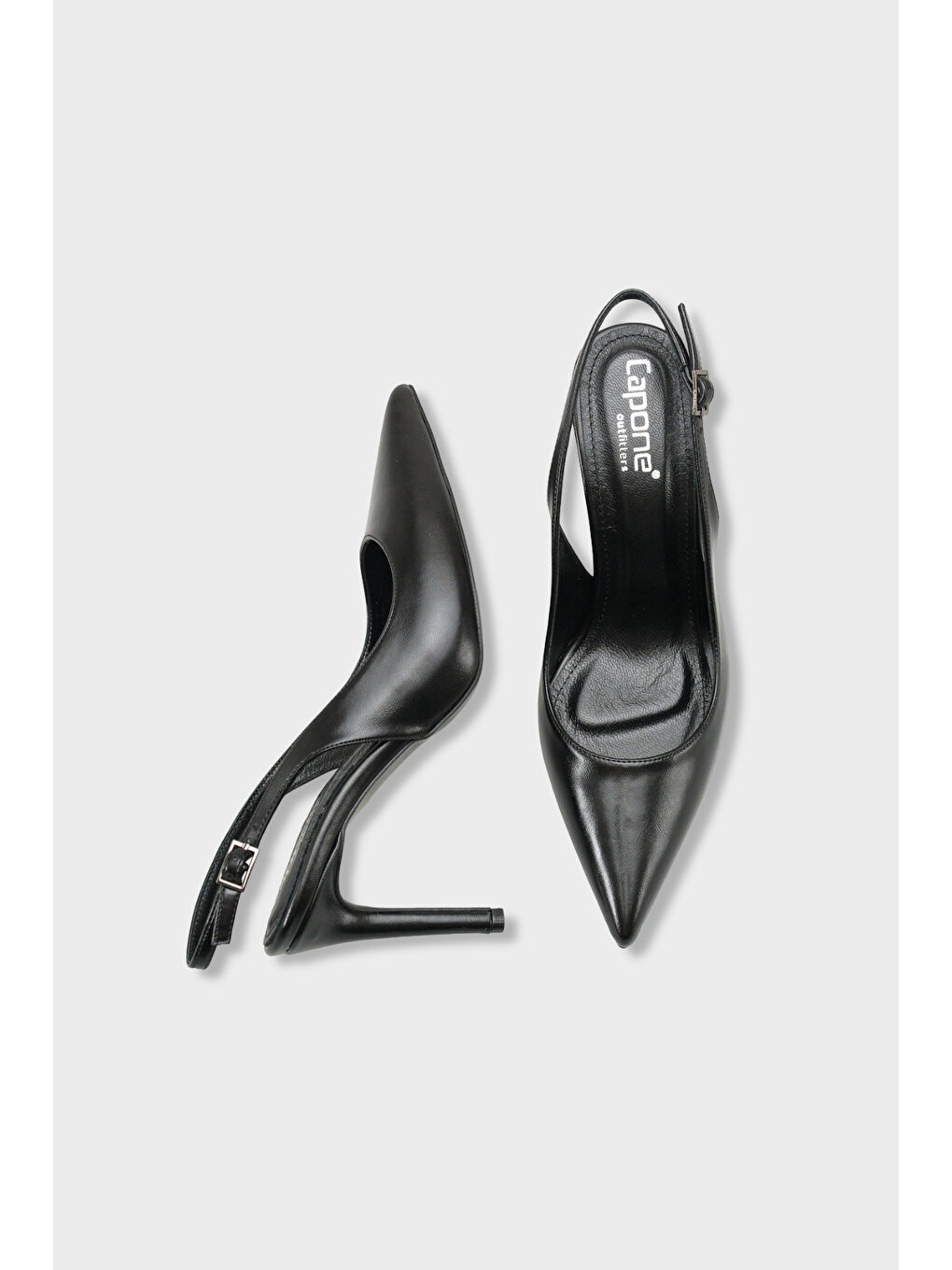 Siyah Helsa Hakiki Deri İç Astarlı Topuklu Arkası Açık Kadın Stiletto-4