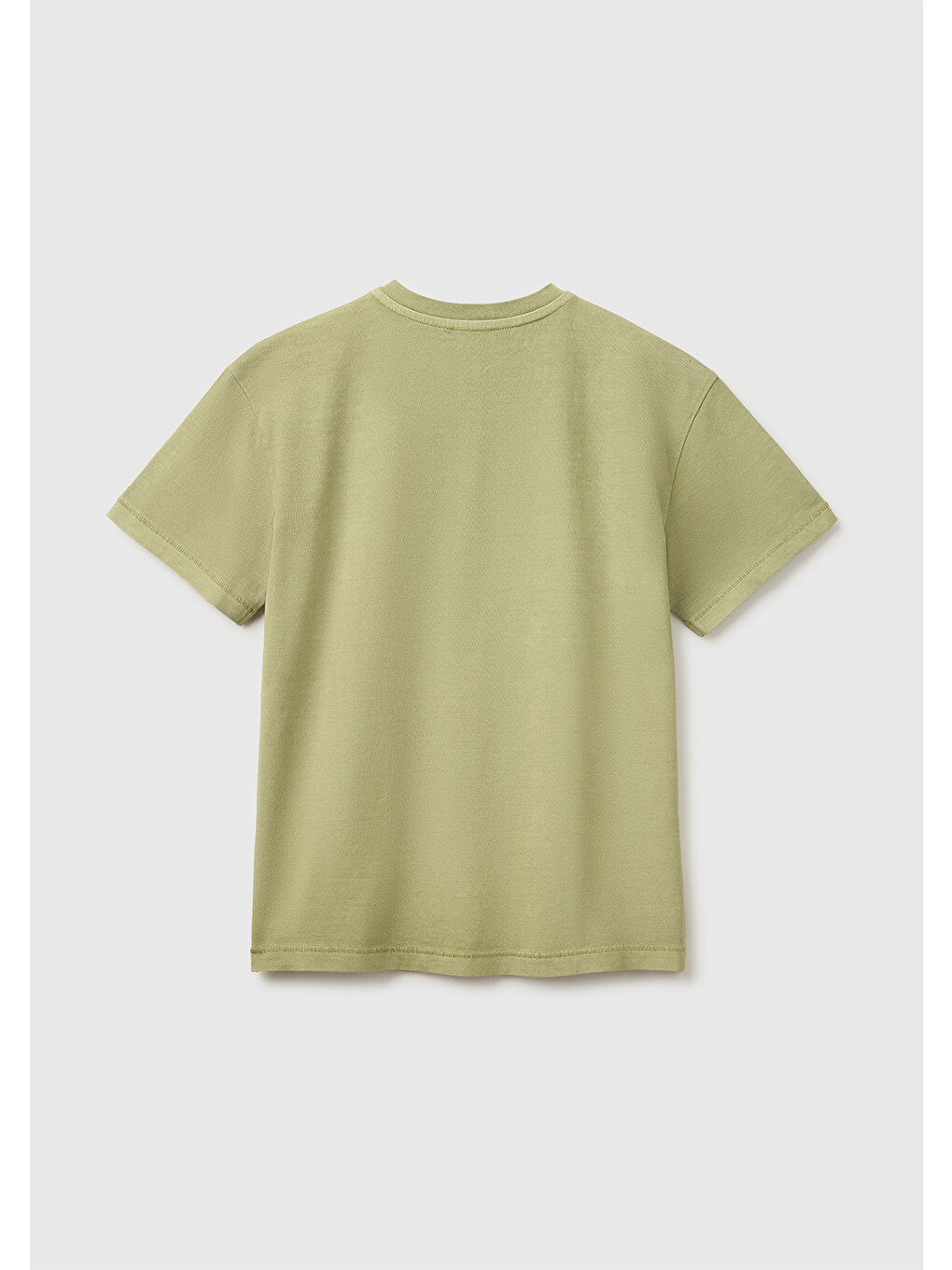Erkek Çocuk Haki İşleme Detaylı Yuvarlak Yaka T-shirt-1