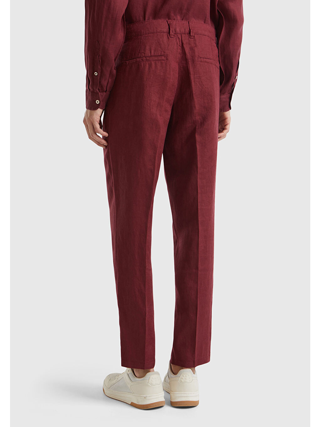 United Colors Of Benetton Erkek Bordo %100 Keten Pantolon - 2