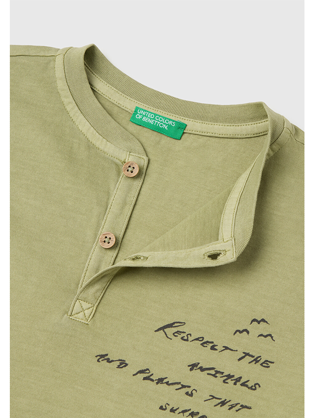 Erkek Çocuk Haki İşleme Detaylı Yuvarlak Yaka T-shirt-2