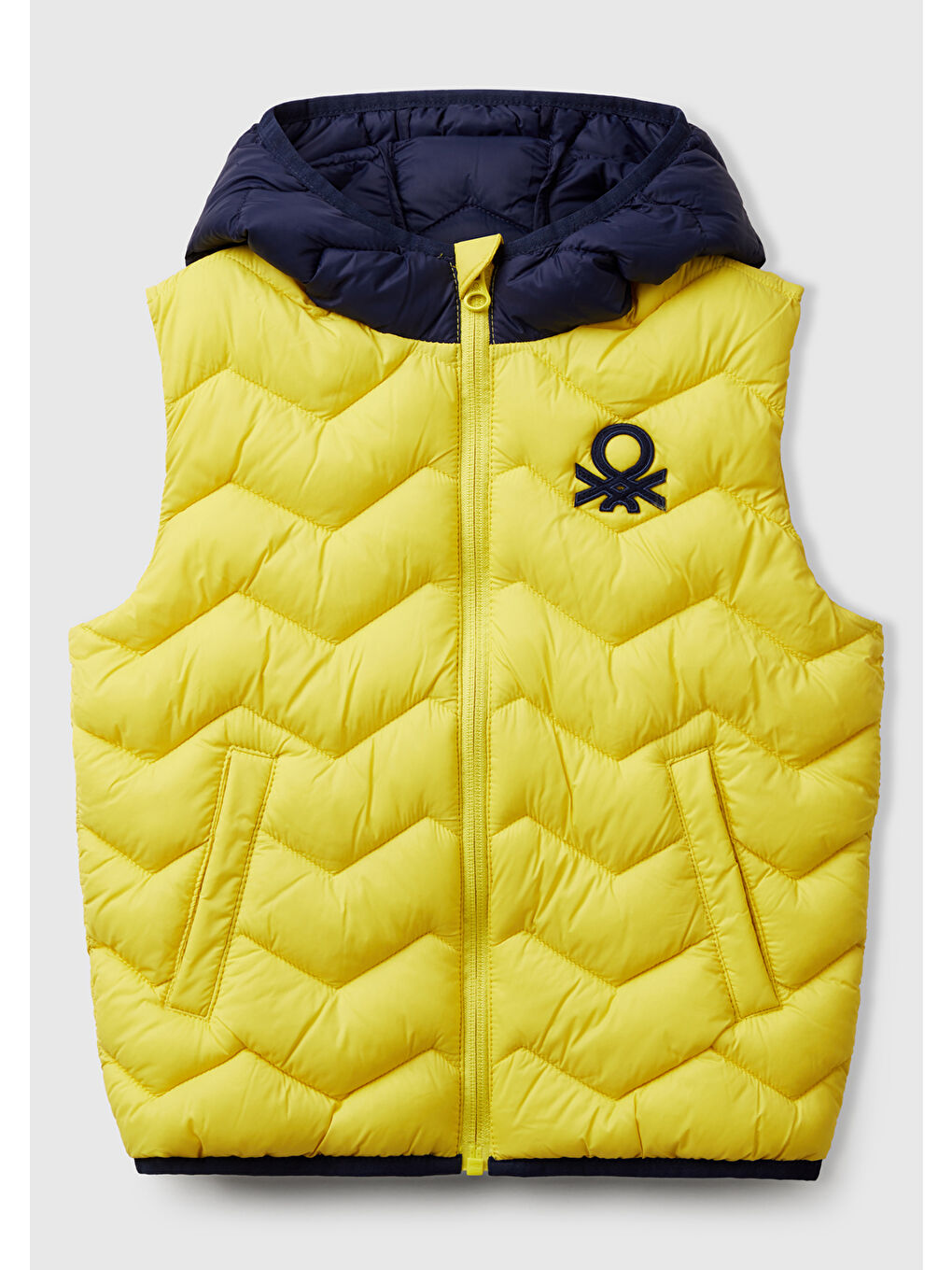 Erkek Çocuk Sarı Logo Detaylı Kapüşonlu Yelek