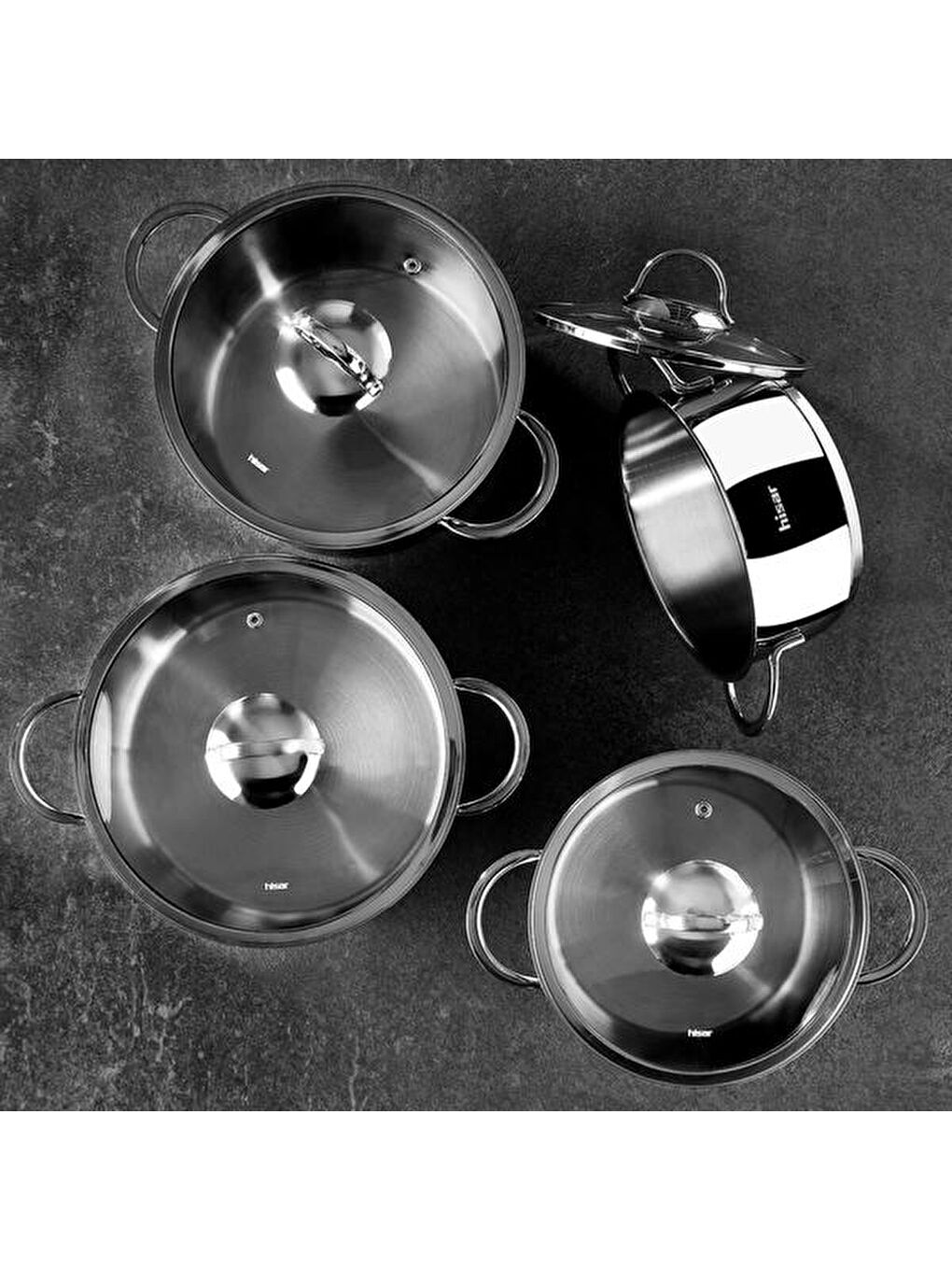 Lara İdeal 8 Parça Çelik Tencere Seti - Gri-1