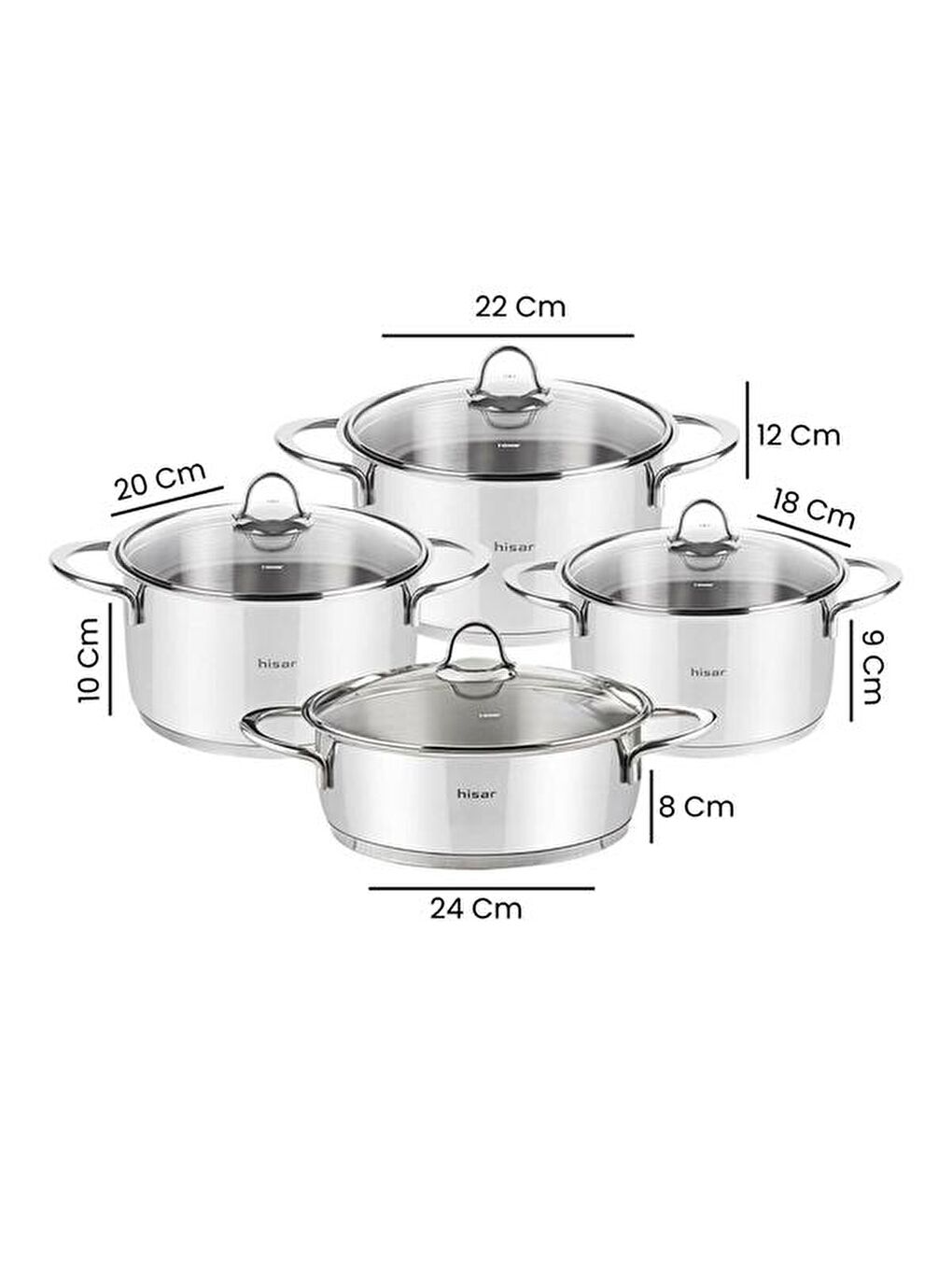 Lara İdeal 8 Parça Çelik Tencere Seti - Gri-3
