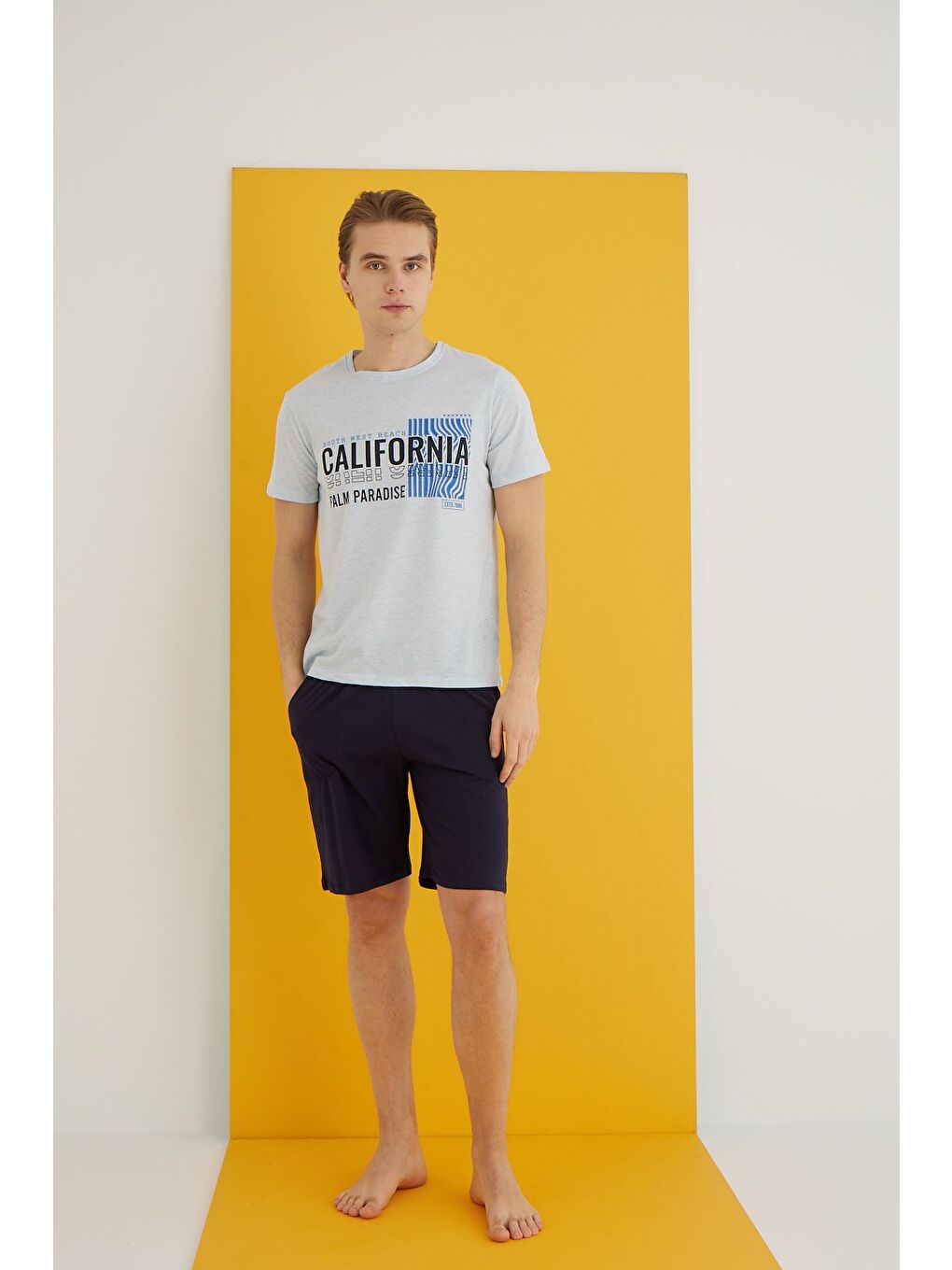 Mavi Penye Erkek Şort Takım 7502-14-1