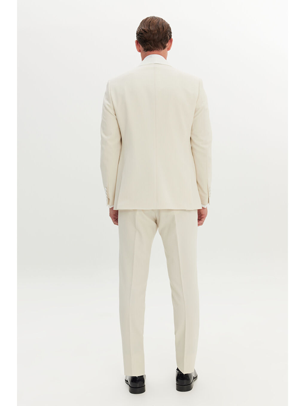 Erkek Ekru Slim Fit Dar Kesim Çıkma Şal Yaka Kapak Cepli Esnek Damatlık Smokin Takımı-6