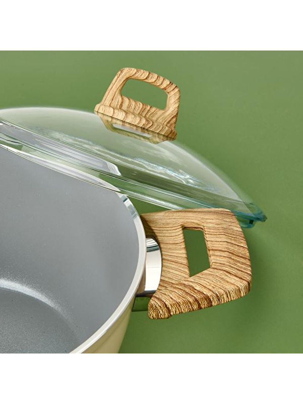 Seramik Derin Tencere - Beyaz / Kahverengi - 24 cm-2