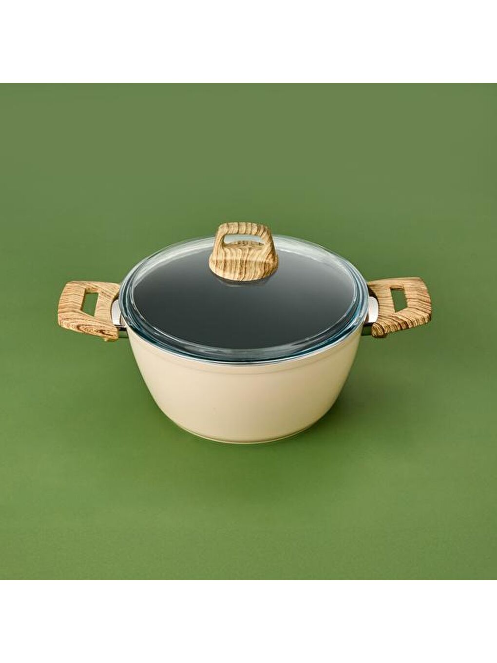 Seramik Derin Tencere - Beyaz / Kahverengi - 24 cm-3