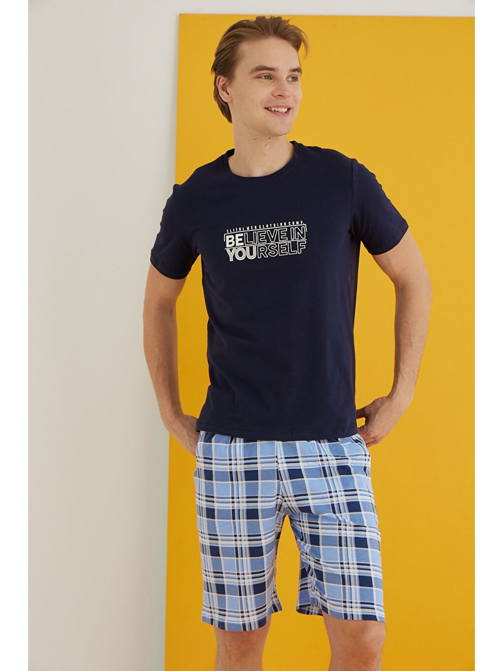 Lacivert Penye Erkek Şort Takım 7502-8