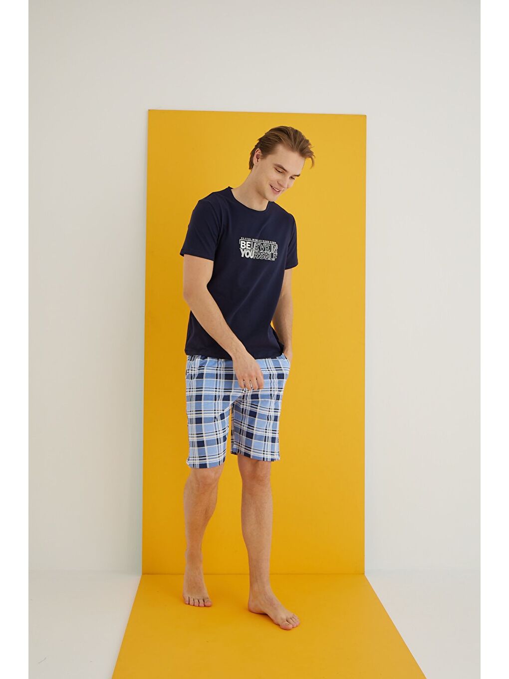 Lacivert Penye Erkek Şort Takım 7502-8-1