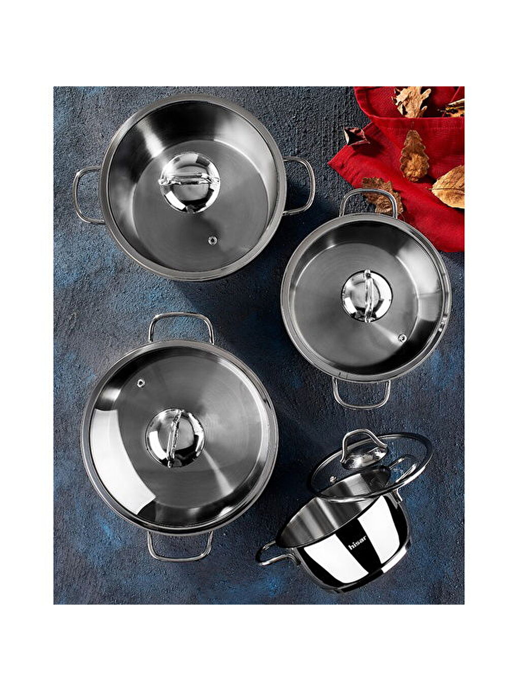 Gri Teos 8 Parça Çelik Tencere Seti - Inox-2